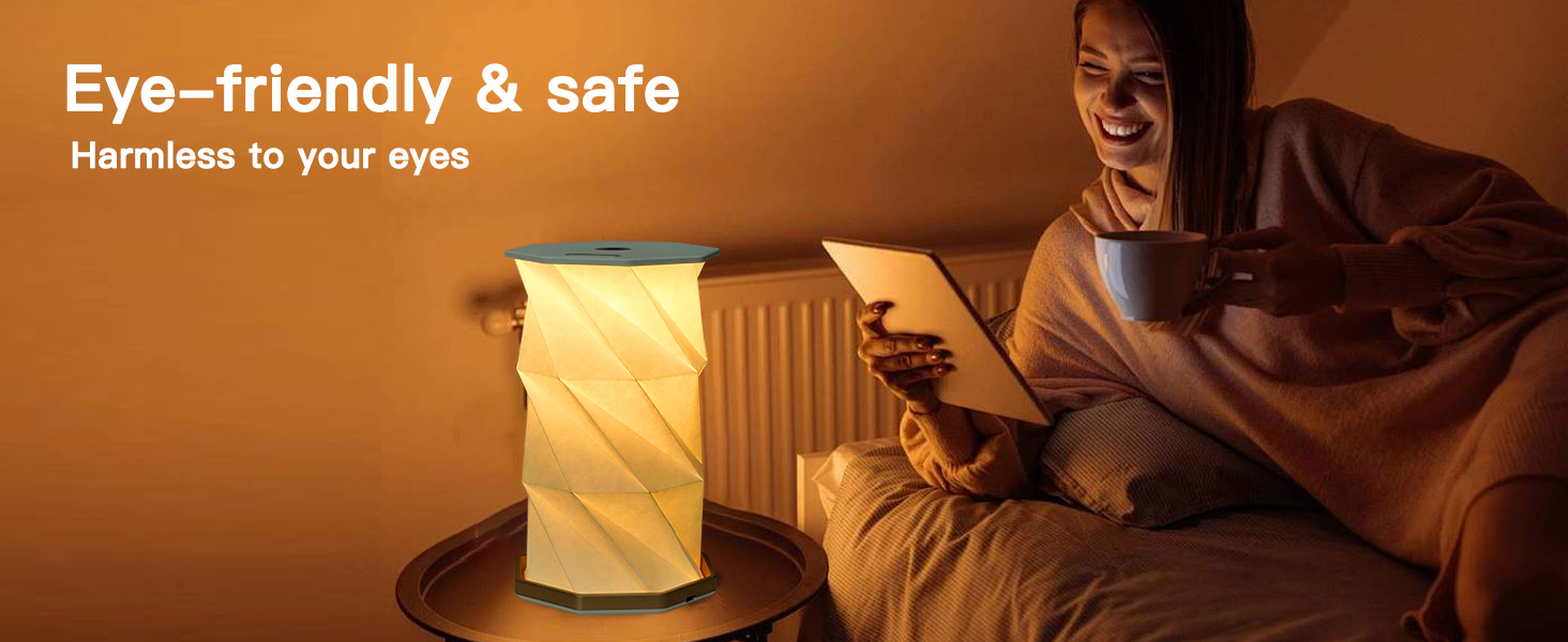 ZBOLE Regali da viaggio Lampada portatile con dimmer touch, lampada da viaggio con luce calda, lampada in carta pieghevole, lampada da tavolo ricaricabile per camera da letto e soggiorno