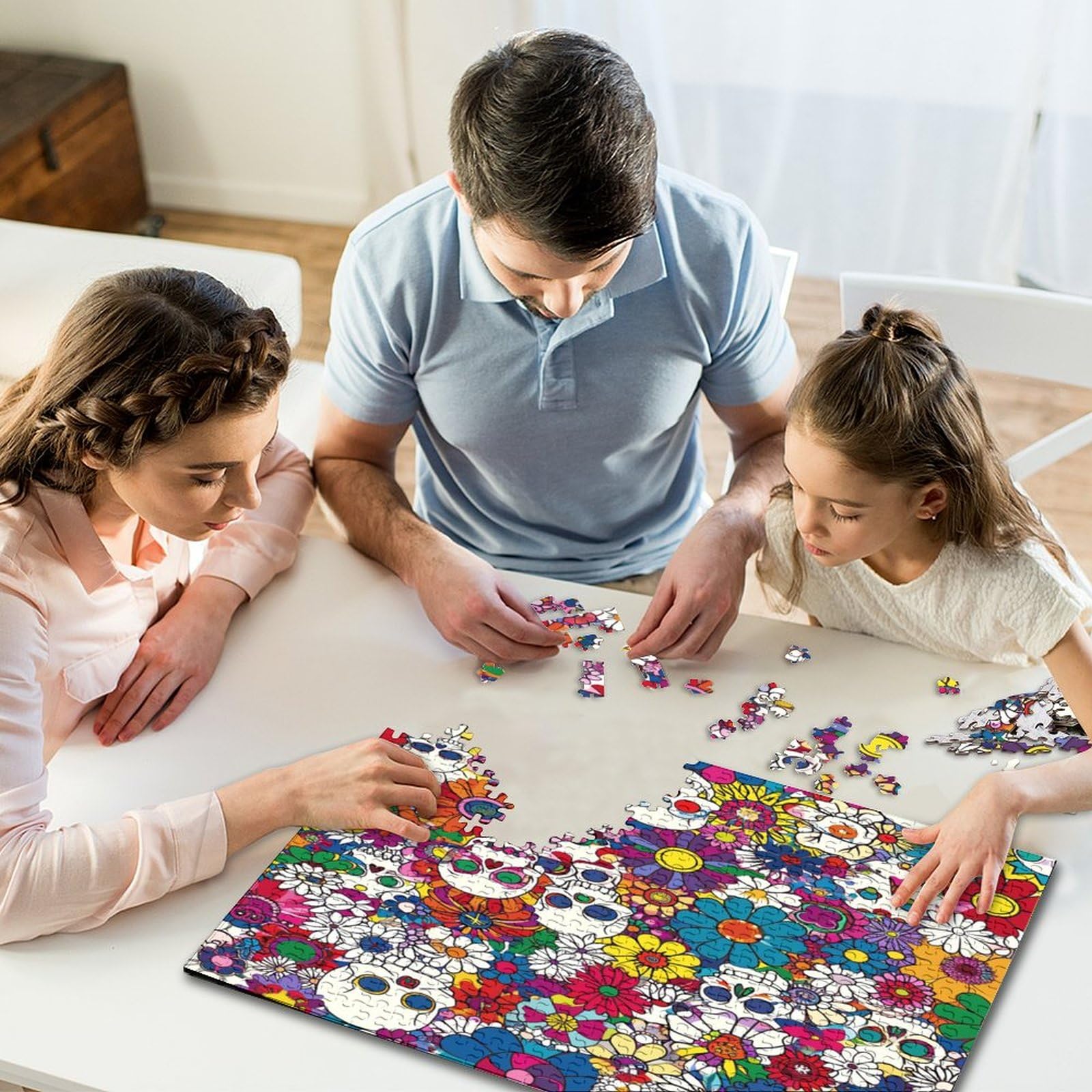 Jigsaw Puzzle SKULLS & FLOWERS BLUE SIGNAL 4個セット 村上隆