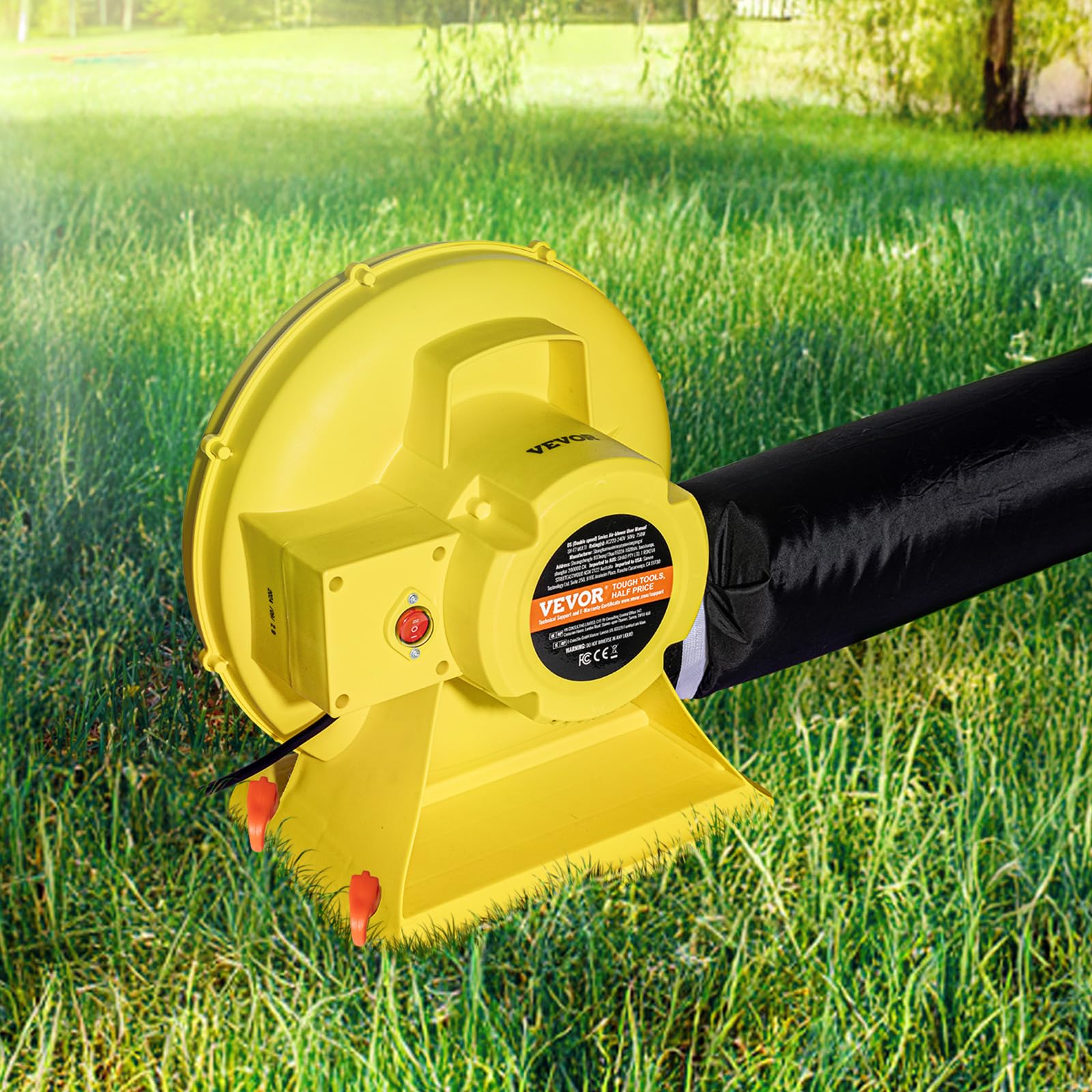 VEVOR Soplador de Aire para Castillos Inflables, 870 W y 950 W, 1,3 HP, Bomba Comercial, Ventilador Eléctrico 3300 RPM, Castillos Inflables, Toboganes de Agua, Amarillo, 420 x 240 x 420 mm