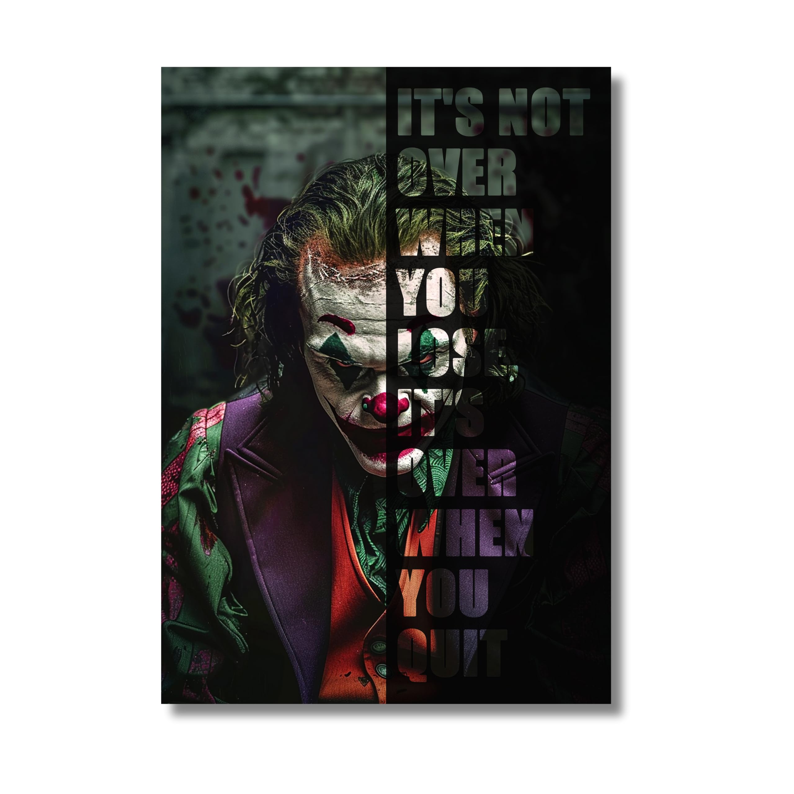 CLEAN SPORTS Joker Mindset Poster - Its Not Over - Motivational Picture for Focus, Success & Discipline in the Office or Home Gym (DinA1)