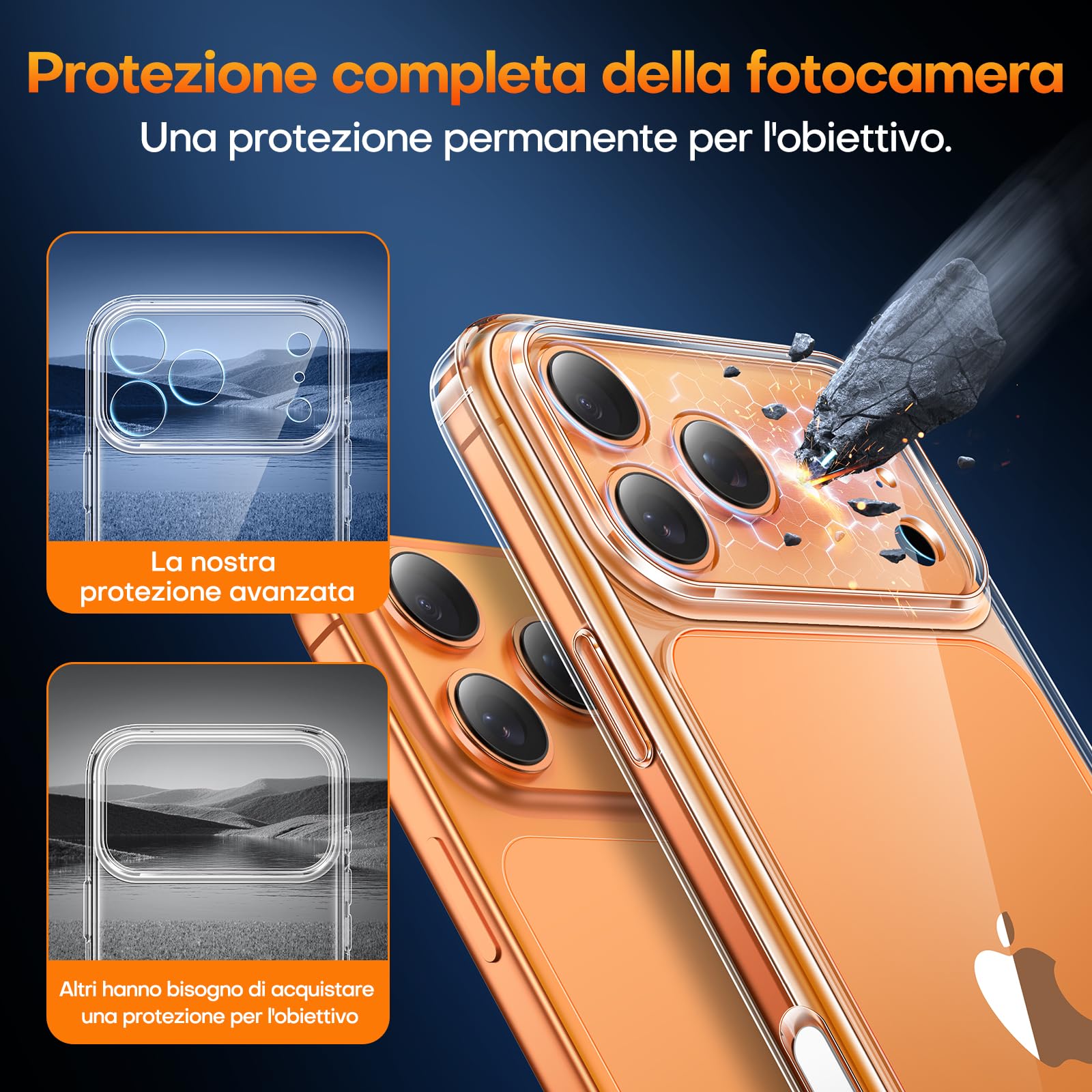 TAURI Cover per iPhone 17 Pro con Controllo Della Fotocamera, con Pellicola in Vetro Temperato, Protezione Completa della Fotocamera,Custodia per Sottile Antishock, Anticaduta- Trasparente