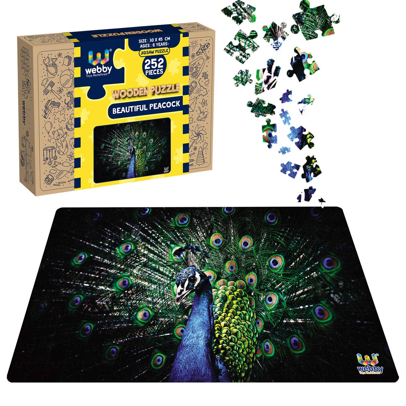 Webby Kid Beautiful Peacock Wooden Jigsaw Puzzle, 252 Pieces (B08HJZKGKG) Amazon Price History, Amazon Price Tracker