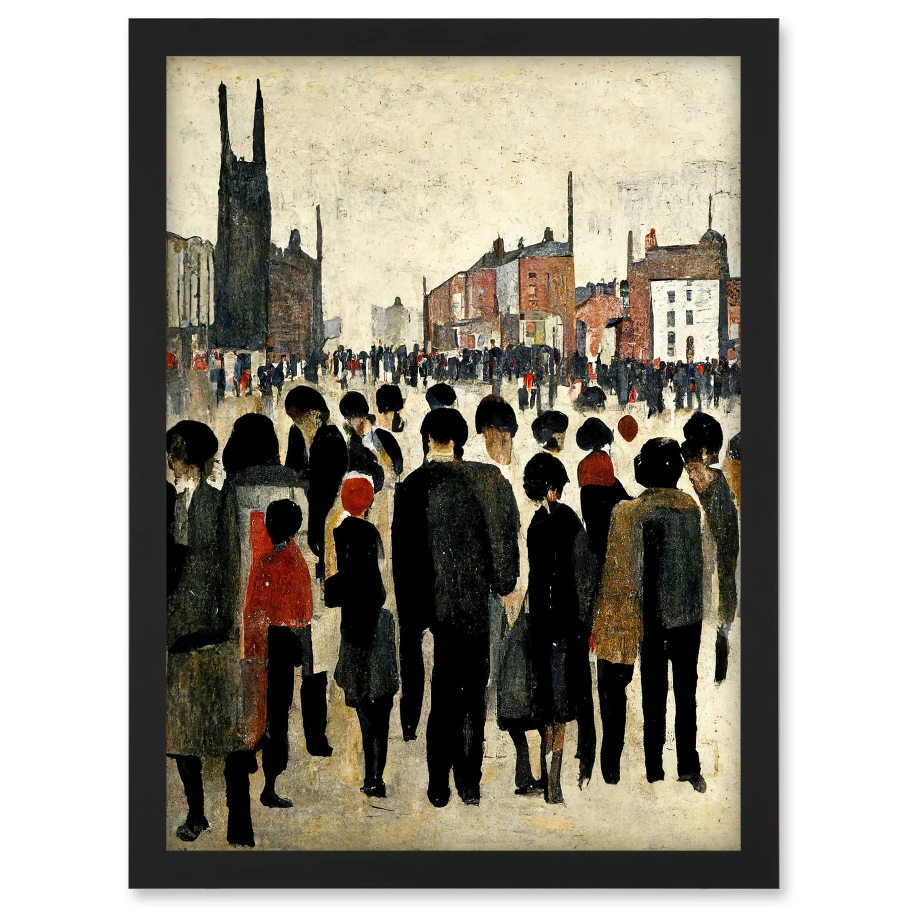 Doppelganger33 LTD 1940 Mid Century Industrial Northern Crowds In Street Cityscape Artwork Framed A3 Wall Art Print