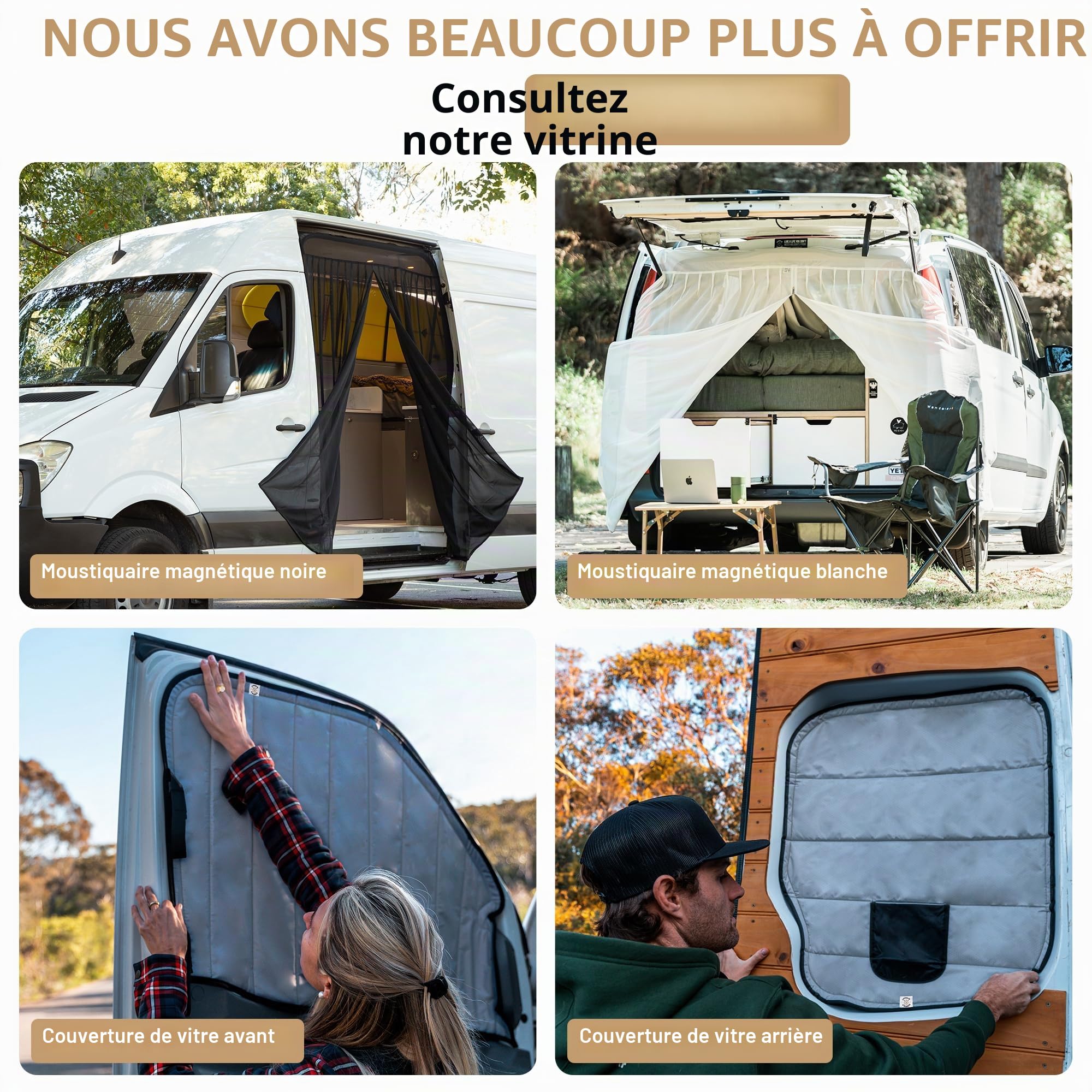 Living in a Bubble Lot de 2 moustiquaires magnétiques pour Portes Avant - Taille Universelle pour Sprinter, Metris, Ford Transit et Autres Vans et Voitures - Car Living Essentials et Accessoires Van