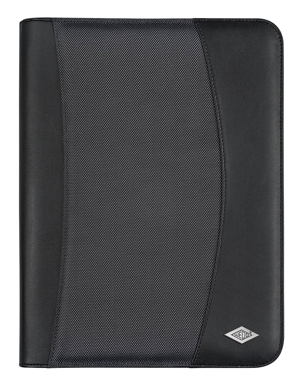 Wedo 5854301 Tagungsmappe Elegance (mit Reißverschluss, Kunstleder, strukturiertes Nylon, viele verschiedene Fächer, Schreibblock, A4) schwarz