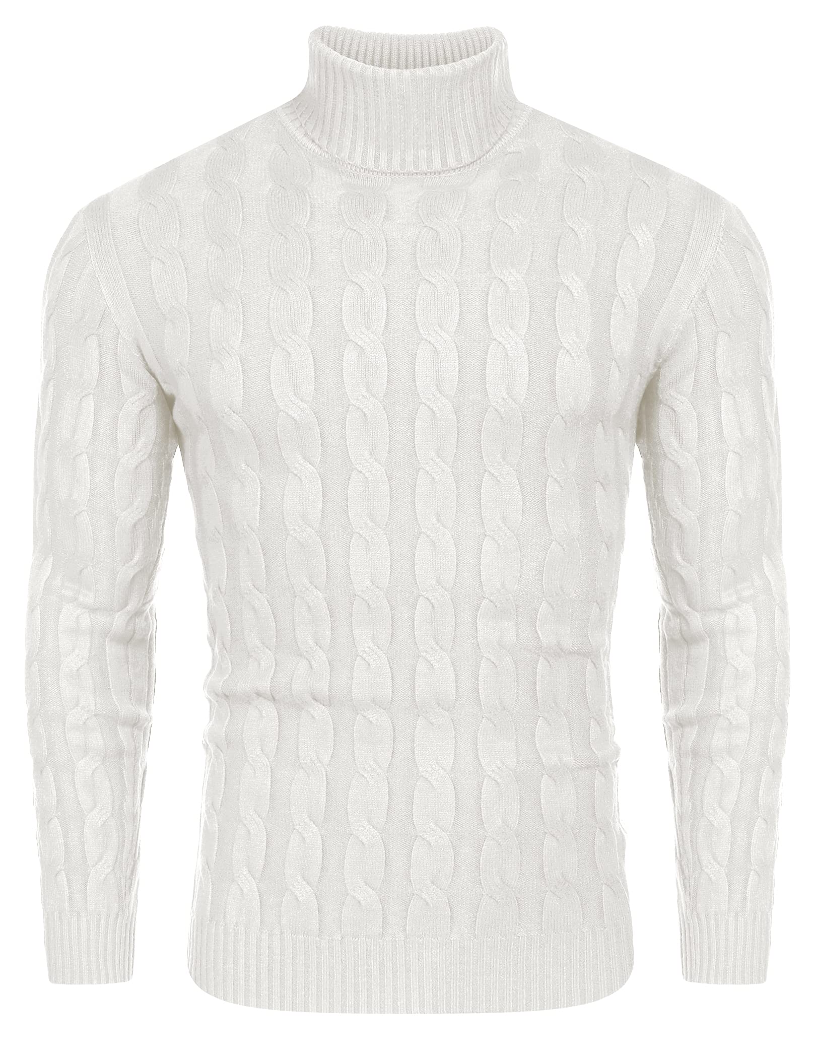 COOFANDY Herren Rollkragen Pullover Basic Strickpullover Zopfmuster Sweatershirt Männer Pullover Sweater Roll Neck Langarmshirt