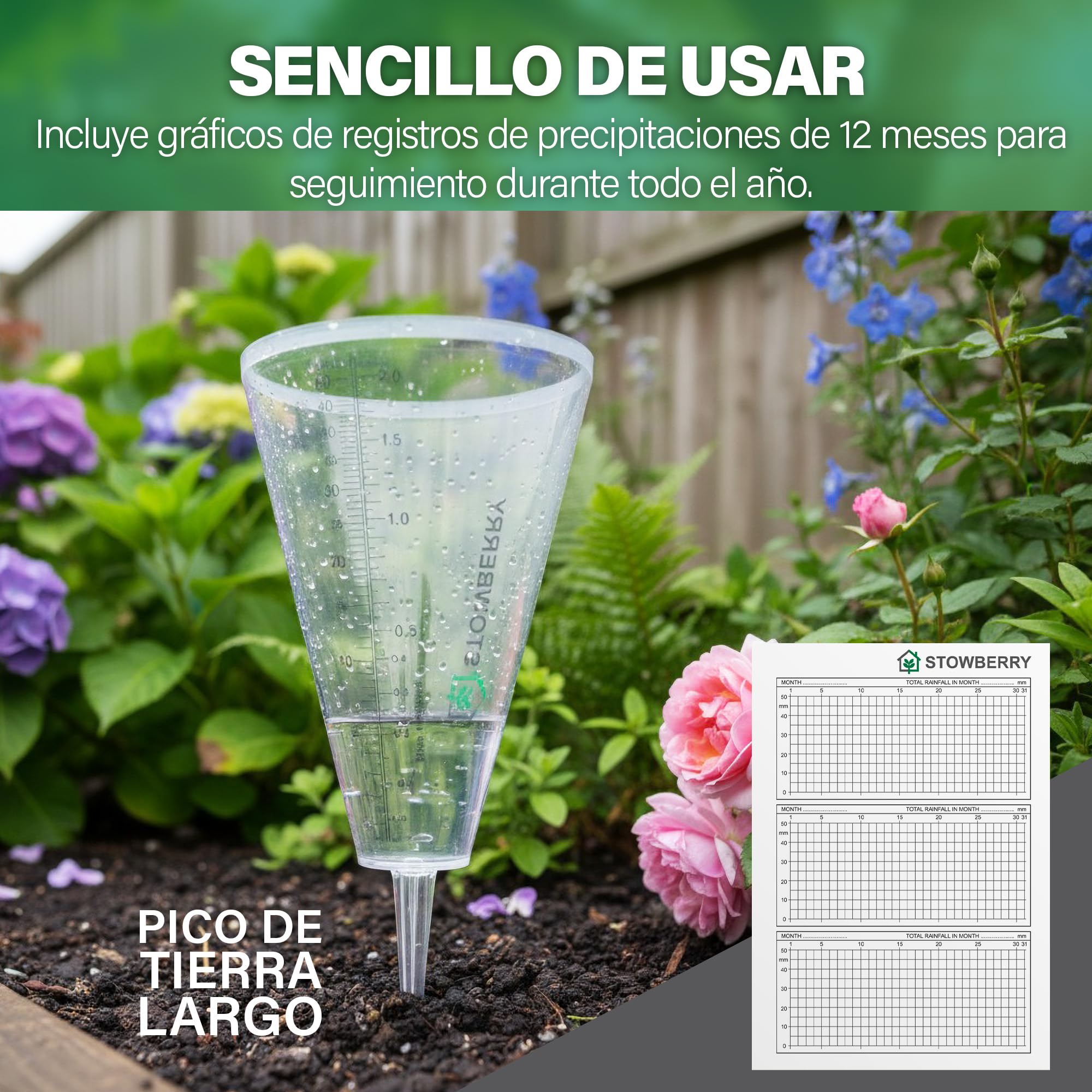 Pluviómetro de Exterior para jardín: pluviómetro de fácil Lectura con Escala Clara para una medición precisa de la Lluvia