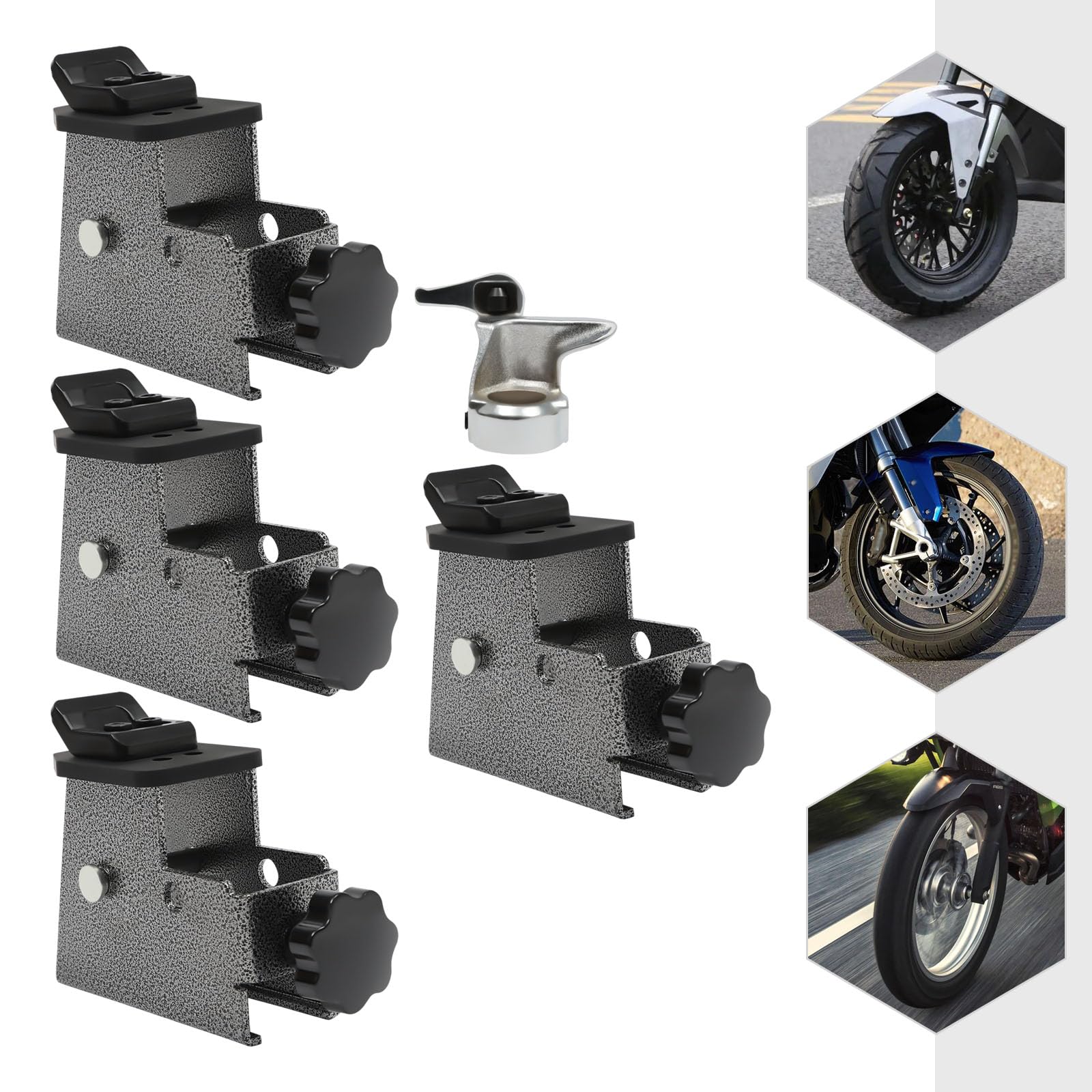 AGULIUM 4Pcs Tire Changer Adapter with a Bird Head Tool, Tire Changer Clamps for 1.73'' Standard Jaw Claw, Motorcycle ATV Car Adapter for Tire Changers, Steel Tire Machine Adapter