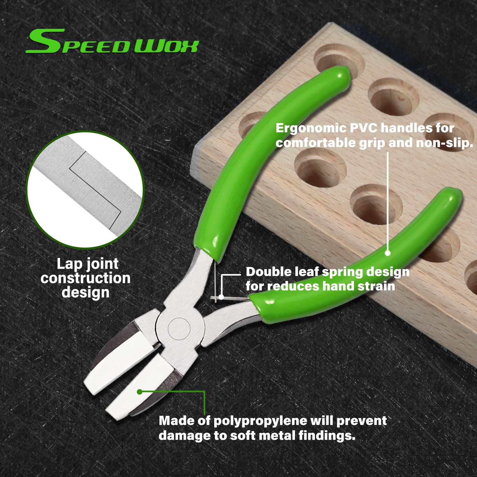 SPEEDWOX 5-Inch Flat Nose Plier Nylon Jaw Pliers For Jewelry Making Smooth Jaw Pliers Nylon Plier Non Marring Plyer for Wire Bending Twisting Shaping Straightening Plyers Jewelry Making Tool