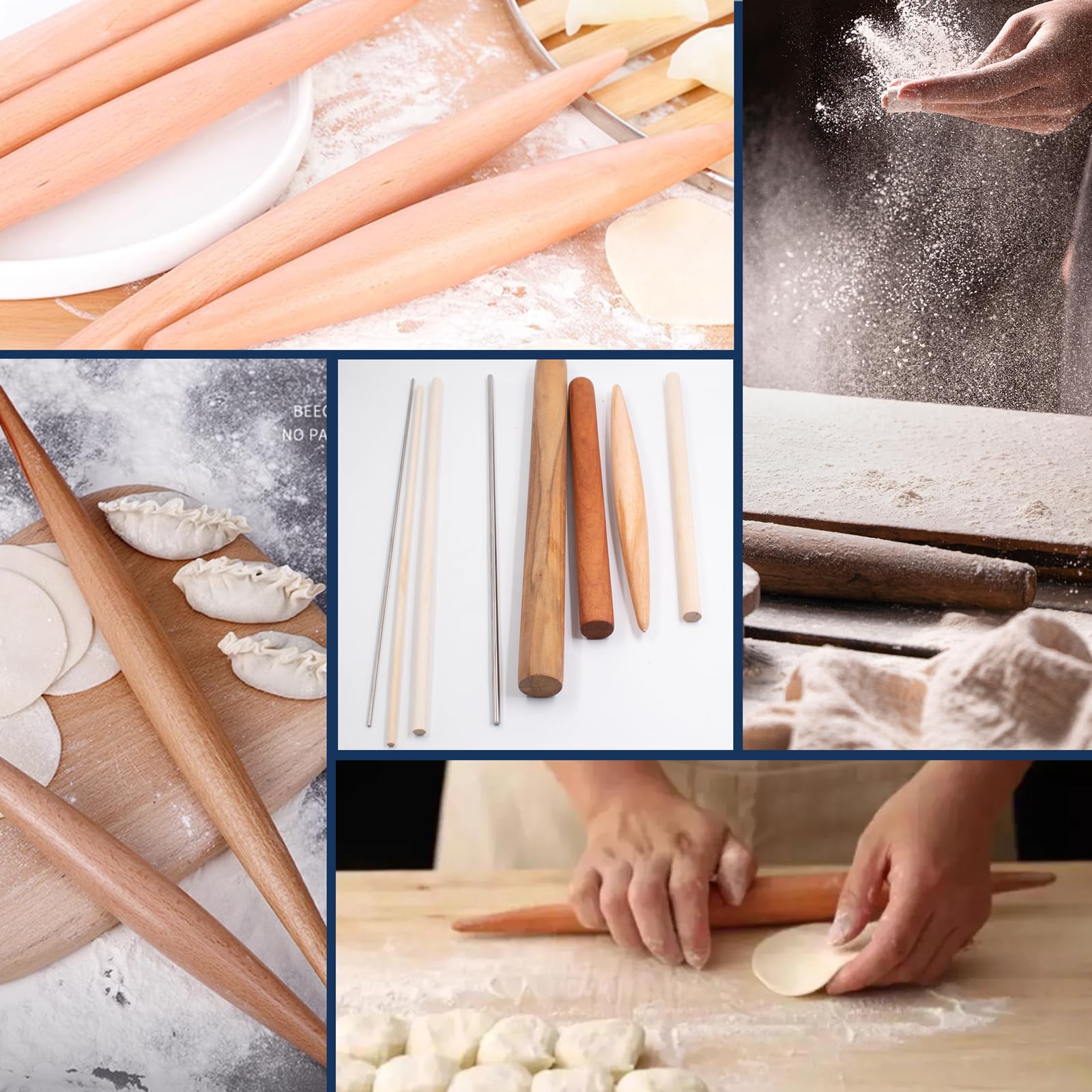 Nudelholz Aus Holz – 30 Cm Lang, Ø 2,7 Cm, Glatt, Robust, Ideal Für Teig, Pizza, Kekse, Fondant & Co., Leicht Zu Reinigen, Für Hobbybäcker & Profis