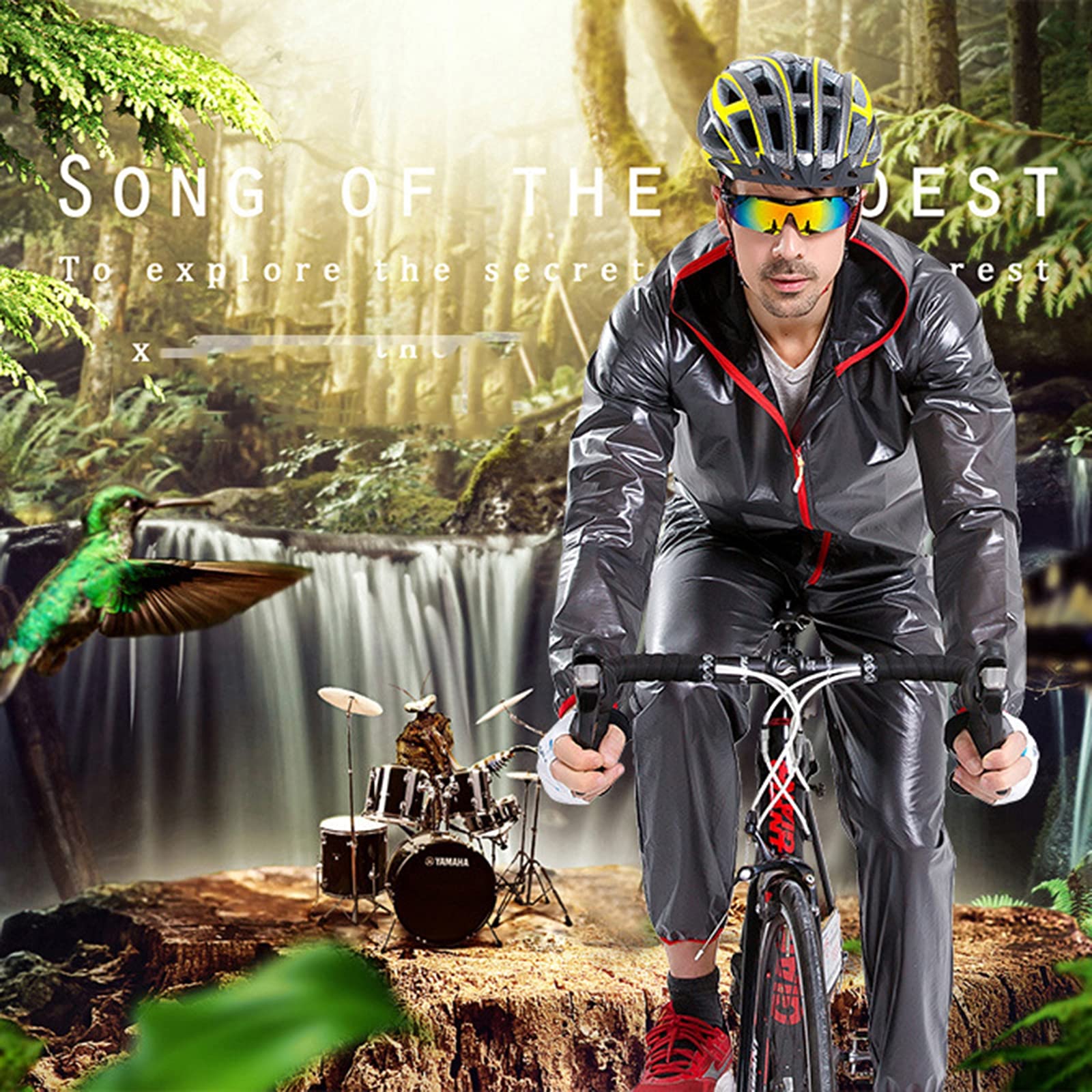 Combinaison Pluie Moto,Imperméable Veste De Pluie Homme,Reflechissant Poncho Velo,Réutilisable Respirant, pour Randonnée Voyage,Noir,L