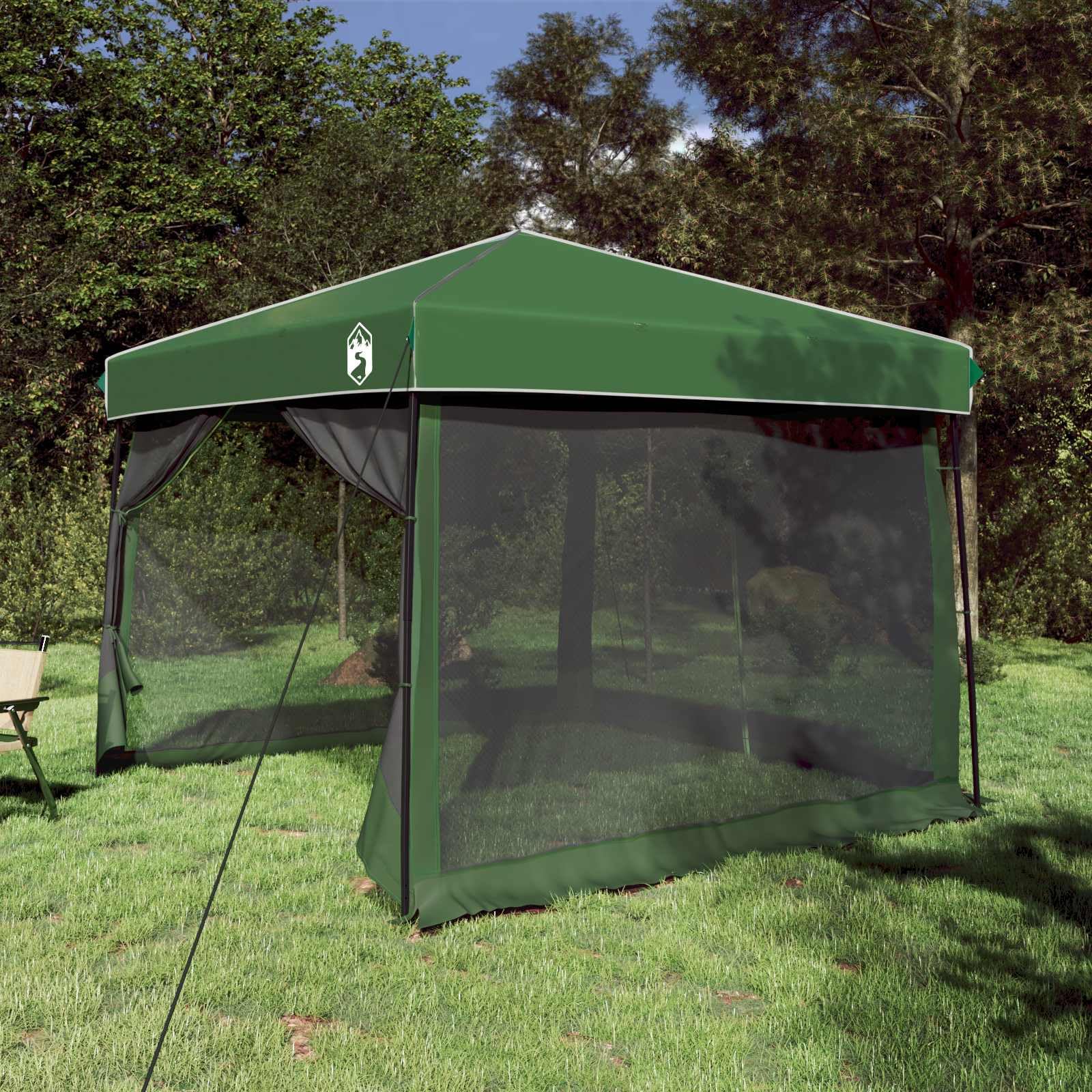 Modernes Campingzelt-Set mit Vordach, 2-teiliges Zelt aus Taffeta und Stoff, Blau, 463 x 280 x 251 cm, für Garten, Terrasse und Outdoor-Events, faltbares Design mit Reißverschluss