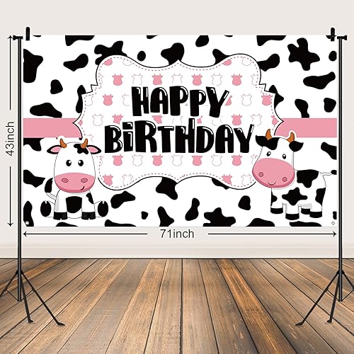 Miniatura 2 de Suministros para fiesta de cumpleaños de vaca, decoraciones divertidas de fiesta de vaca, telón de fondo de cumpleaños con temática de vaca, fondo