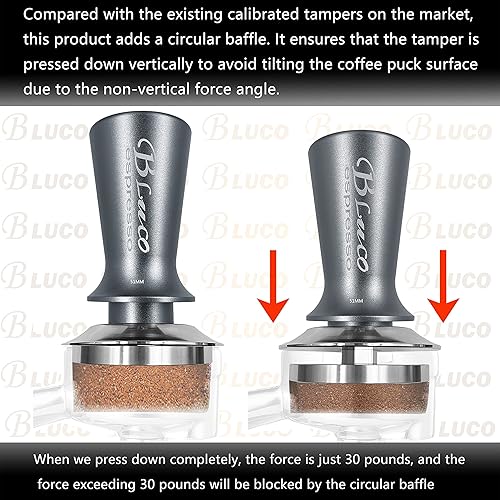 Miniatura 5 de BLUCO Espresso Tamper 51mm - Calibrated Coffee Tamper With Spring Loaded - Essential Espresso Accessories For Baristas - Stainless Steel Flat Base