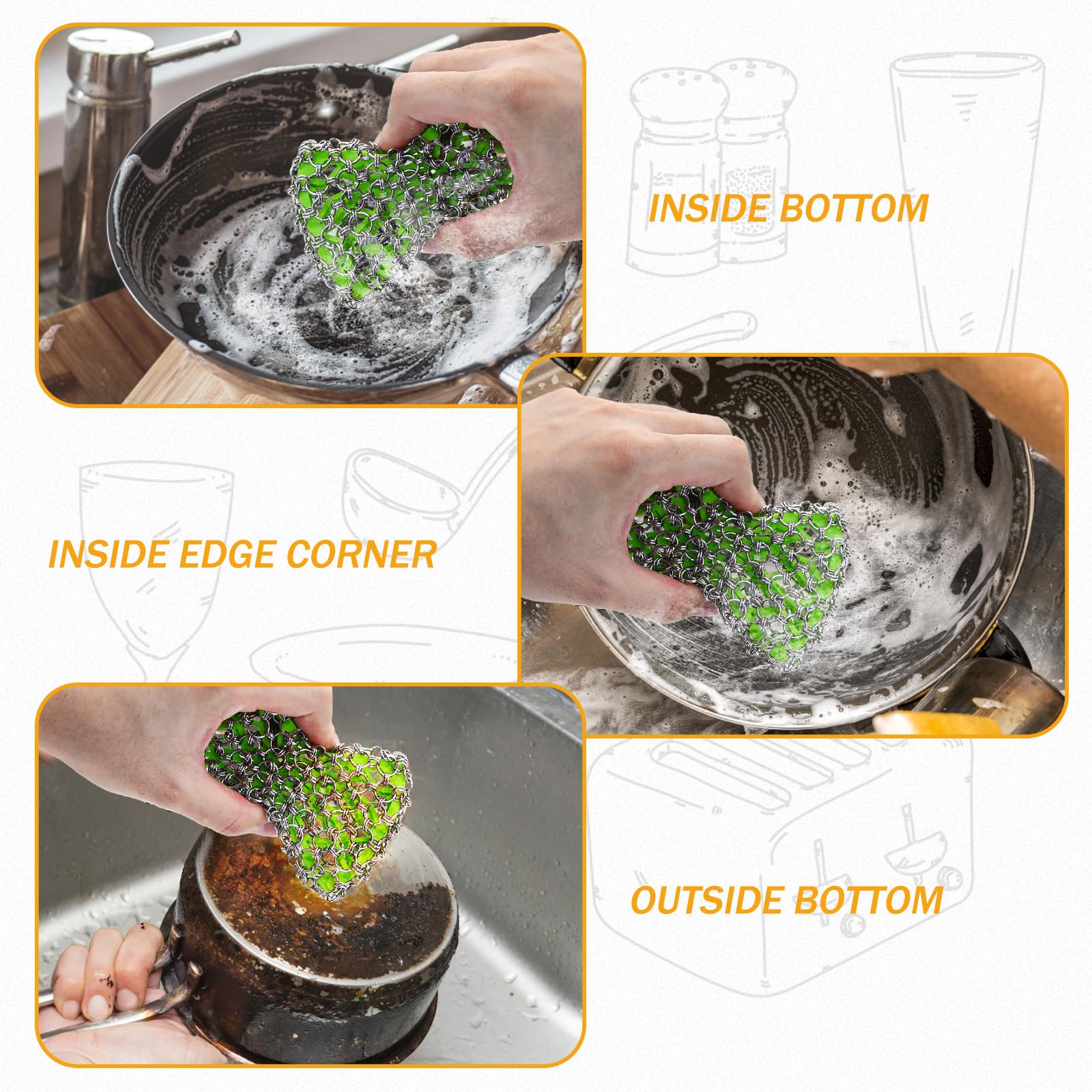 Cast Iron Scrubber 316 Stainless Steel Chainmail