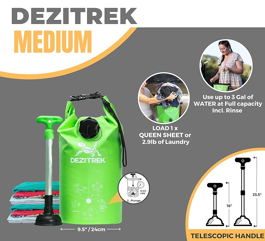 ハンディ洗濯機 緑色 フィルター付き Amazon | Dezitrek オールインワン ハンドウォッシュバッグと