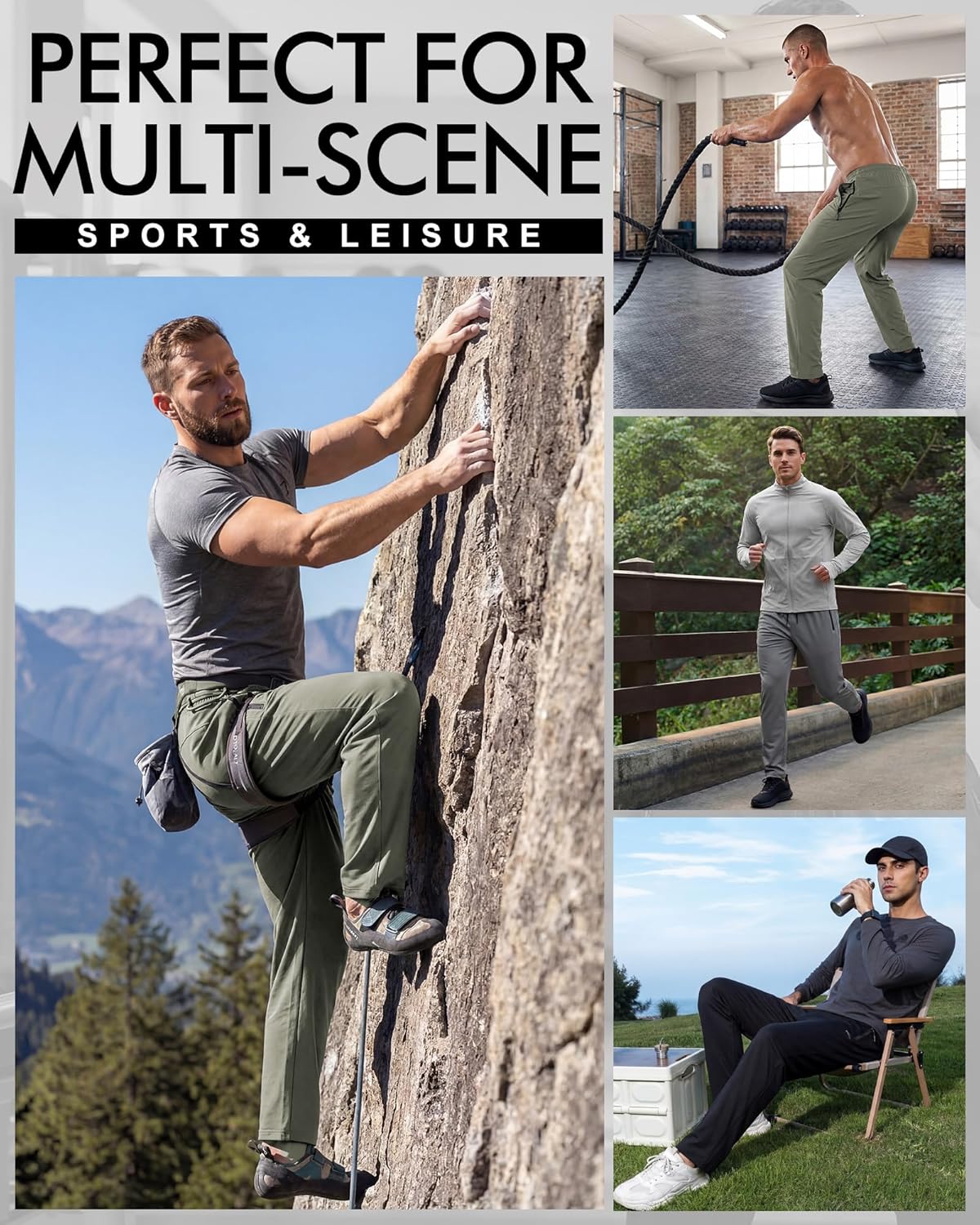 Coume 3 Pack Men's Quick Dry Lightweight Sweatpants Stretch Running Athletic Gym Training Jogging Pants with Zippered Pockets
