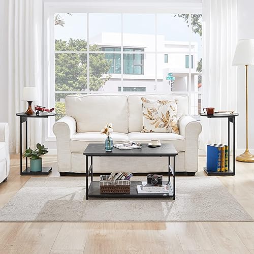 Miniatura 7 de WOHOMO Mesa auxiliar para sala de estar, mesa auxiliar pequeña para espacios pequeños, mesas altas en forma de C de 26.5 pulgadas, mesa auxiliar