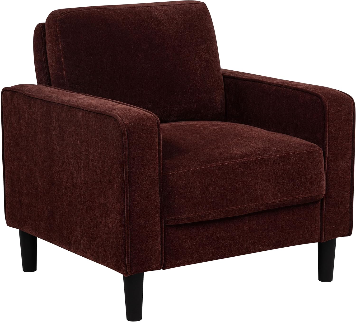 Sillón Tapizado Tela Asiento Acolchado Brazos Track Patas Cónicas
