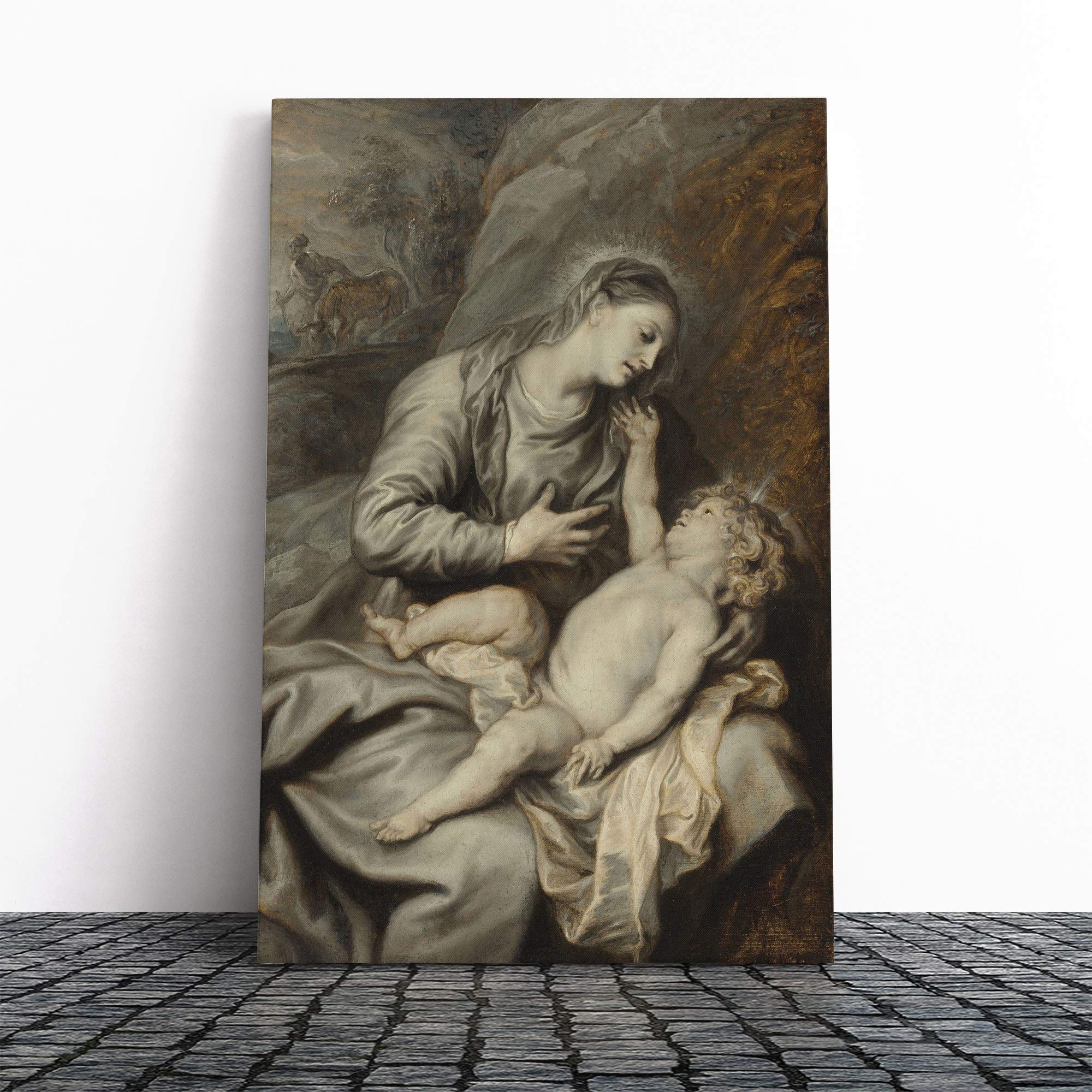 Anthony Van Dyck Rest on The Flight into Egypt Canvas Print | Gallery Wrapped 30mm Frame Wall Art | 24x16 inches | Ready to Hang | Modern Picture | Living Room Bedroom Lounge Office