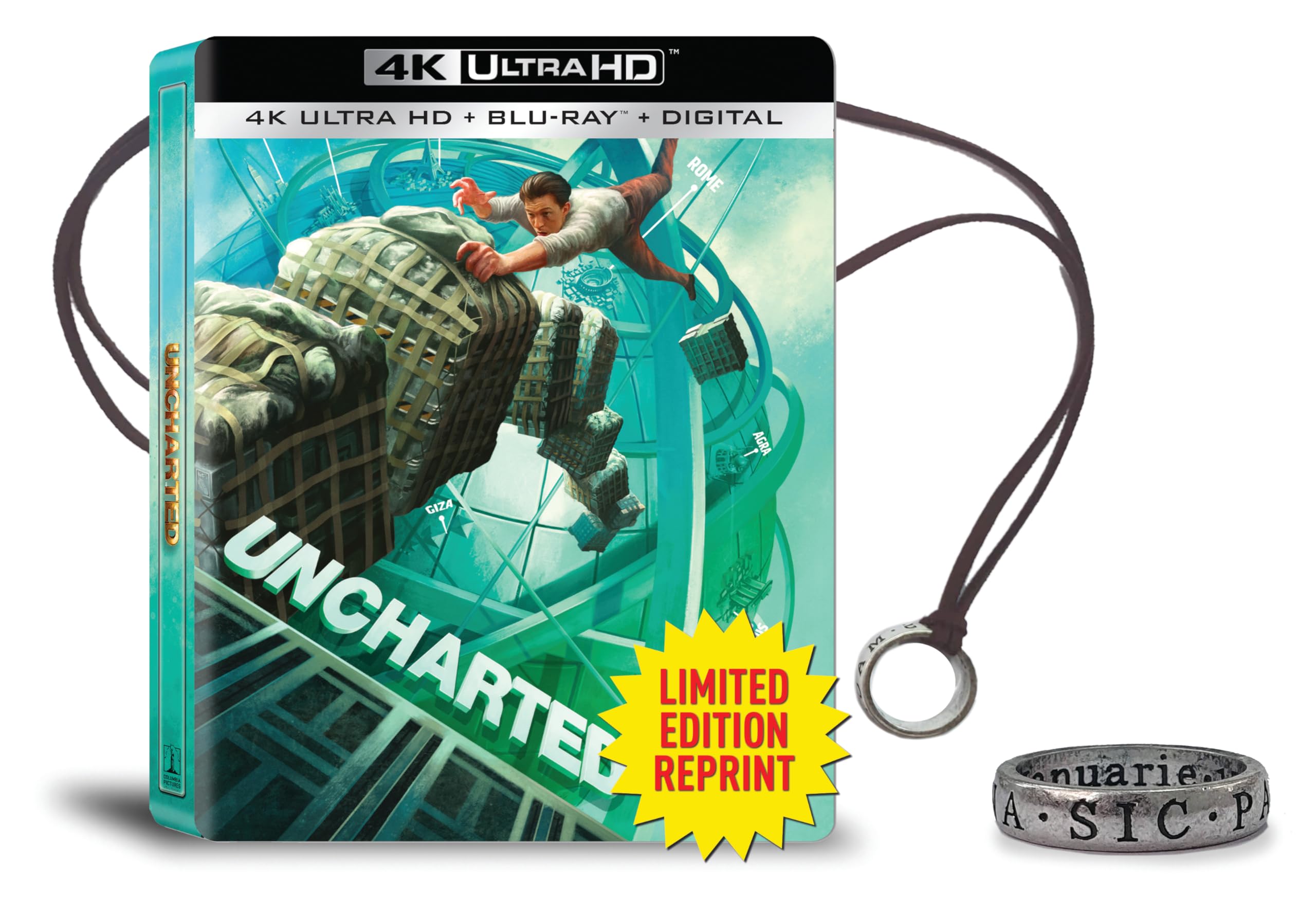 Uncharted Blu-Ray film action boîtier Steelbook de collection et bague de l'aventurier