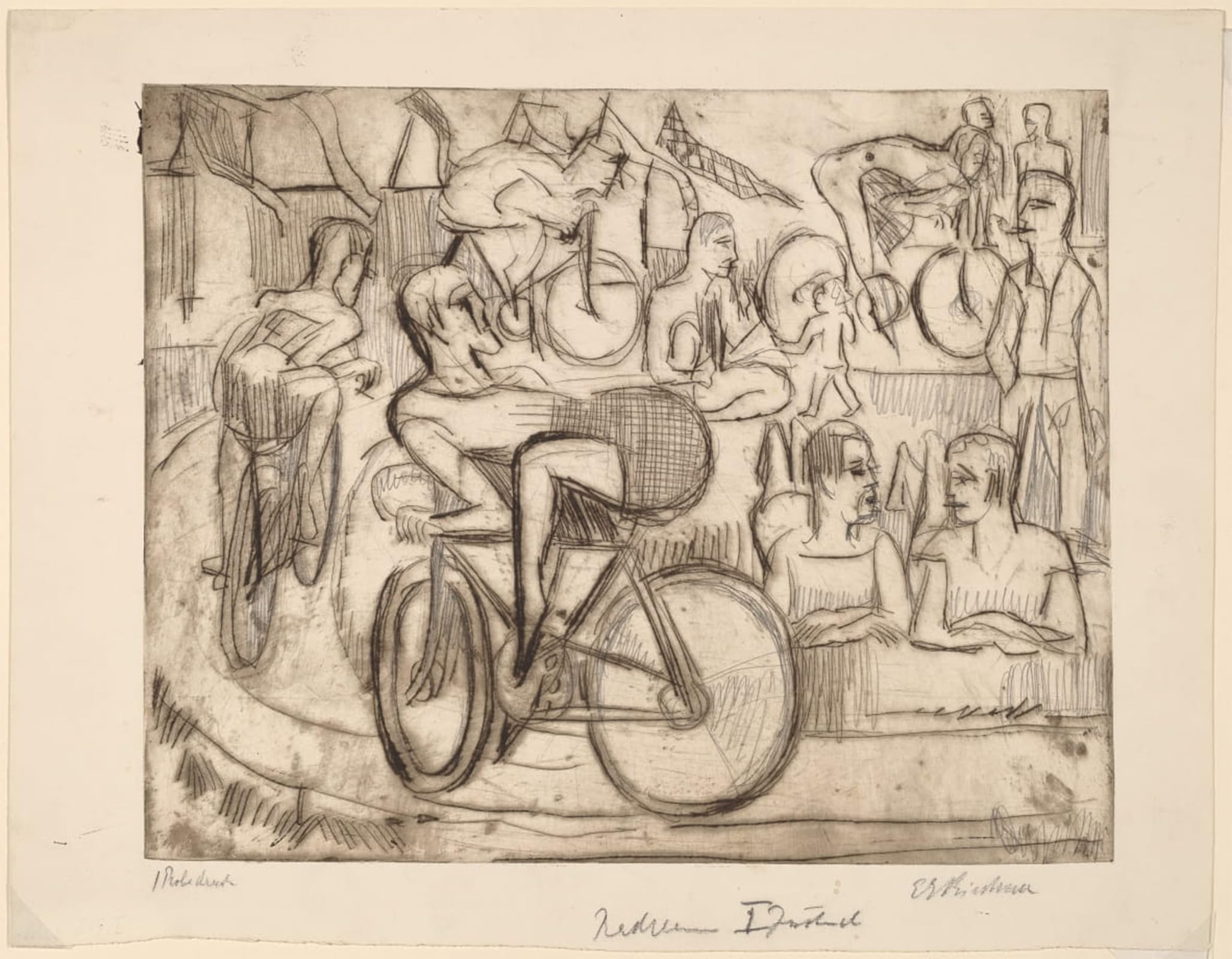 ARTXLXXBN Famous Print Painting Colorful Art Print Cycle race by Ernst Ludwig Kirchner Canvas Art Decorations for Home Decor 60x90cm