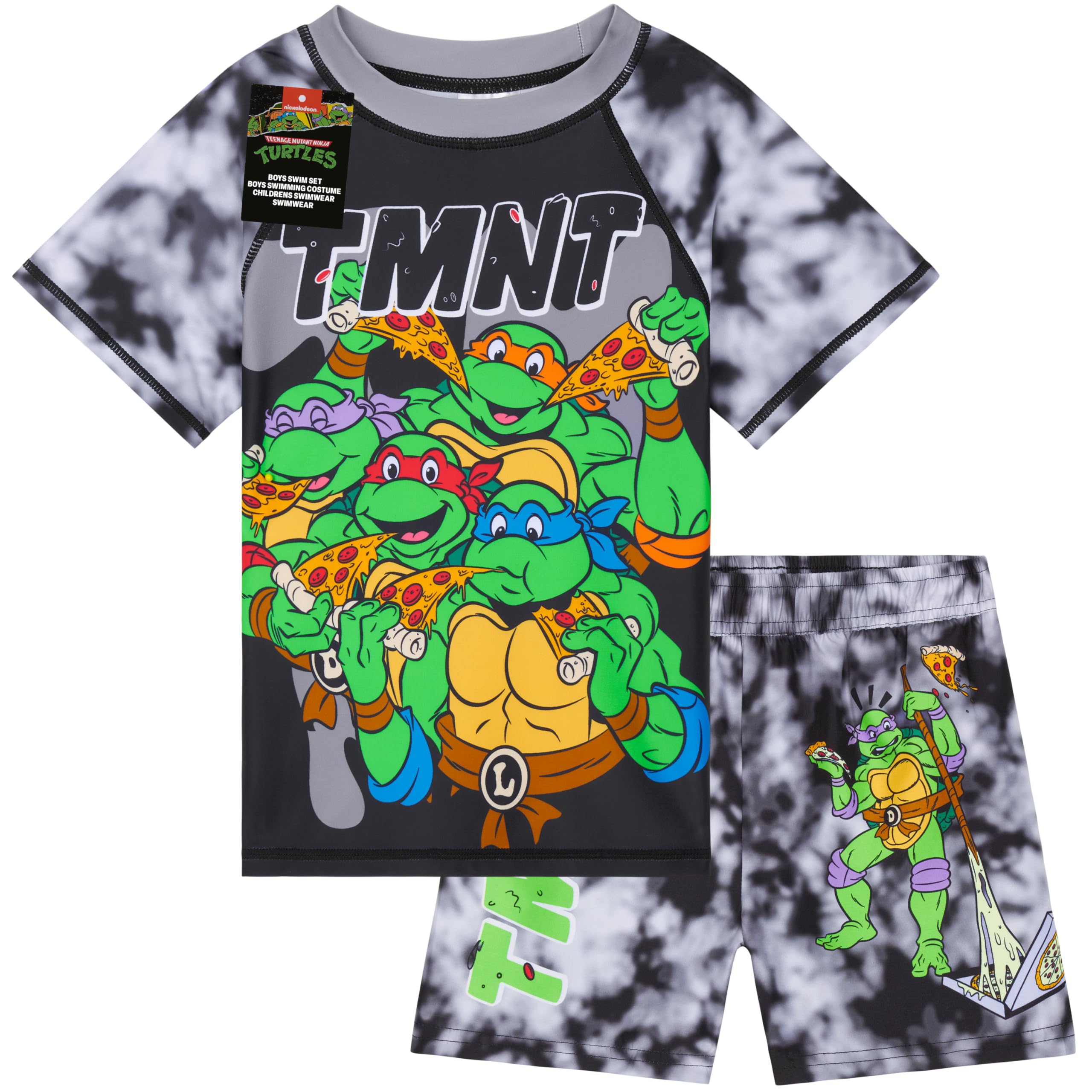 TEENAGE MUTANT NINJA Turtles Conjunto de Bañador Niño Bañador Natacion Set de Baño 2 Piezas con Camiseta y Pantalones Cortos para Nadar Playa