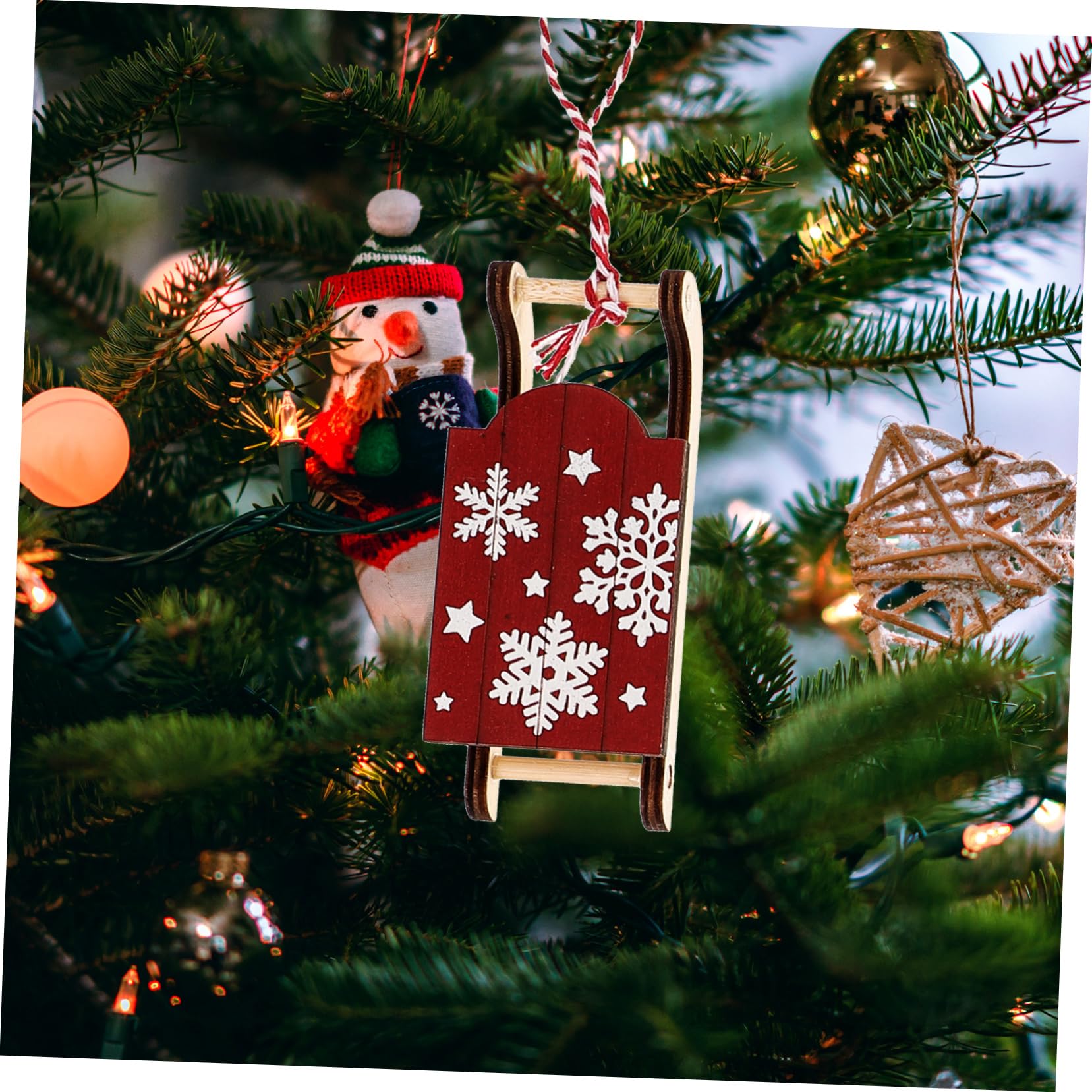 Cabilock 4 Juegos Suministros De Decoración Navideña Colgantes De Esquí. Decoraciones Navideñas Al Aire Arbol De Navidad Colgando Árbol De Navidad Brillo Felpa De Madera 6 Piezas * 4