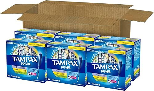 Miniatura 12 de Tampax Pearl Tampones para mujer, paquete múltiple, con trenza LeakGuard, Ligeros/Regulares/Súper Absorbentes, sin perfume, 204