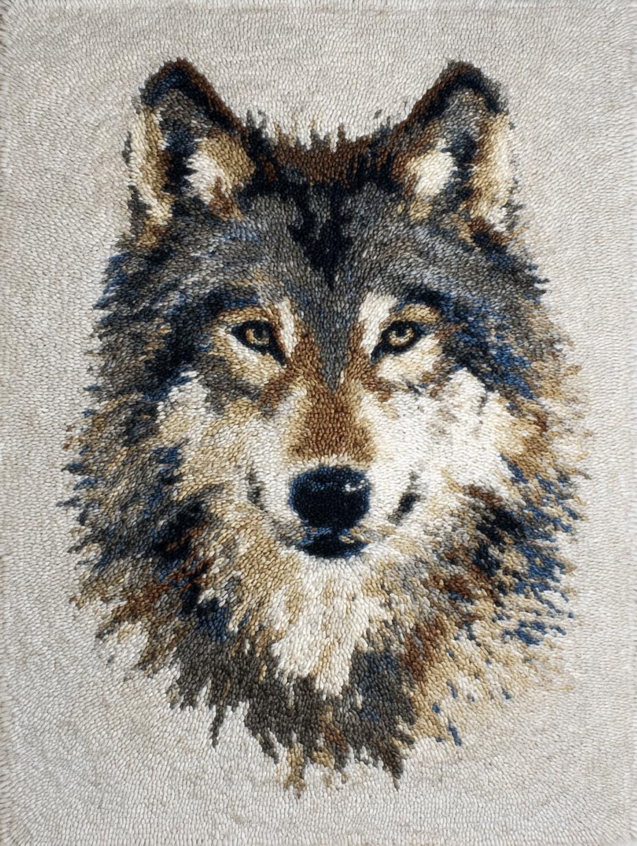 Amazon.com: DIY Latch Hook Rug Kit Wolf Portrait Grey Background