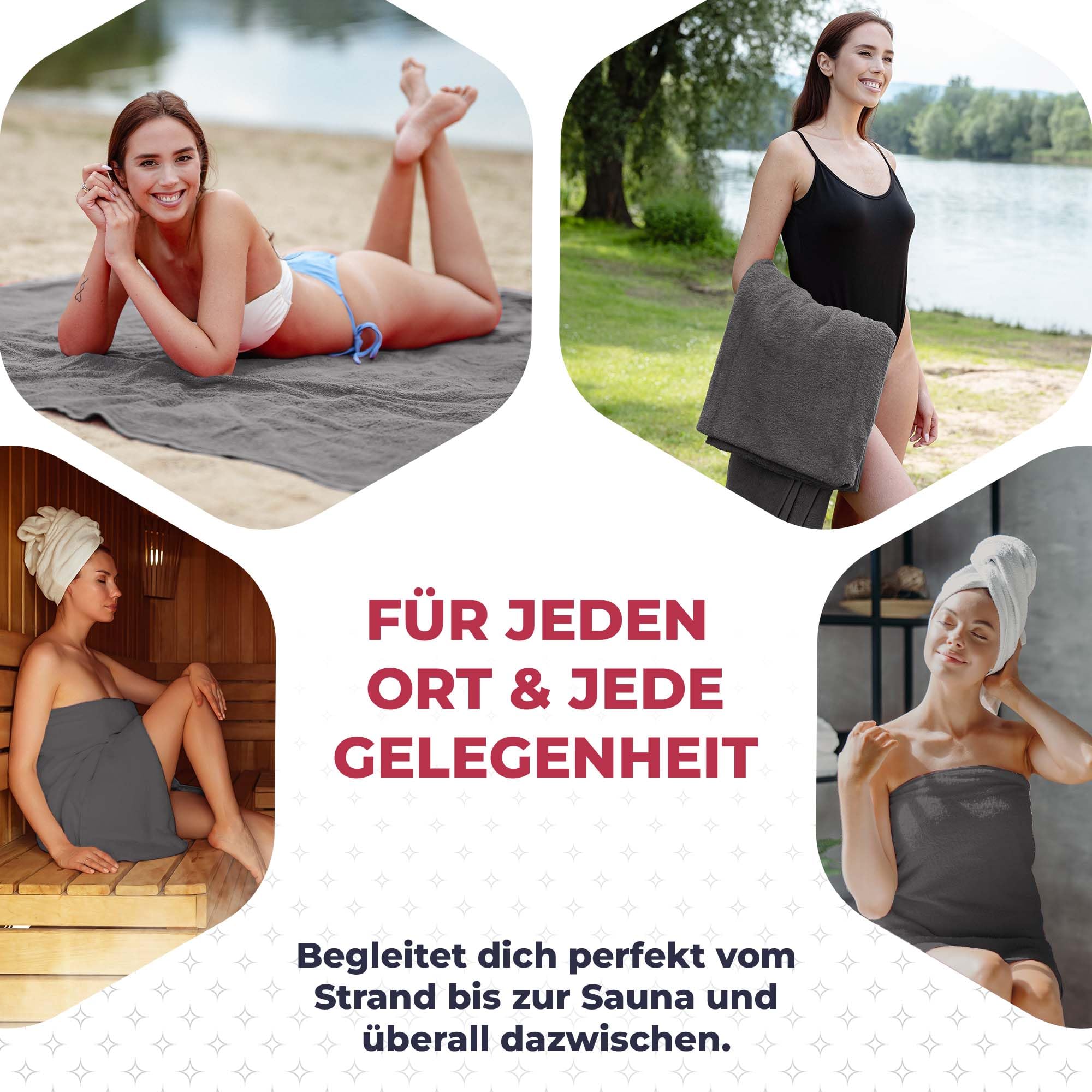 Strandhandtuch I Handtuch XXL I Badehandtuch Groß I Strandtuch XXL I Großes Strandtuch I Saunatuch I Badetuch in Übergrößen 155 x 220 cm, Größe:155x220, Farbe:710 Grau