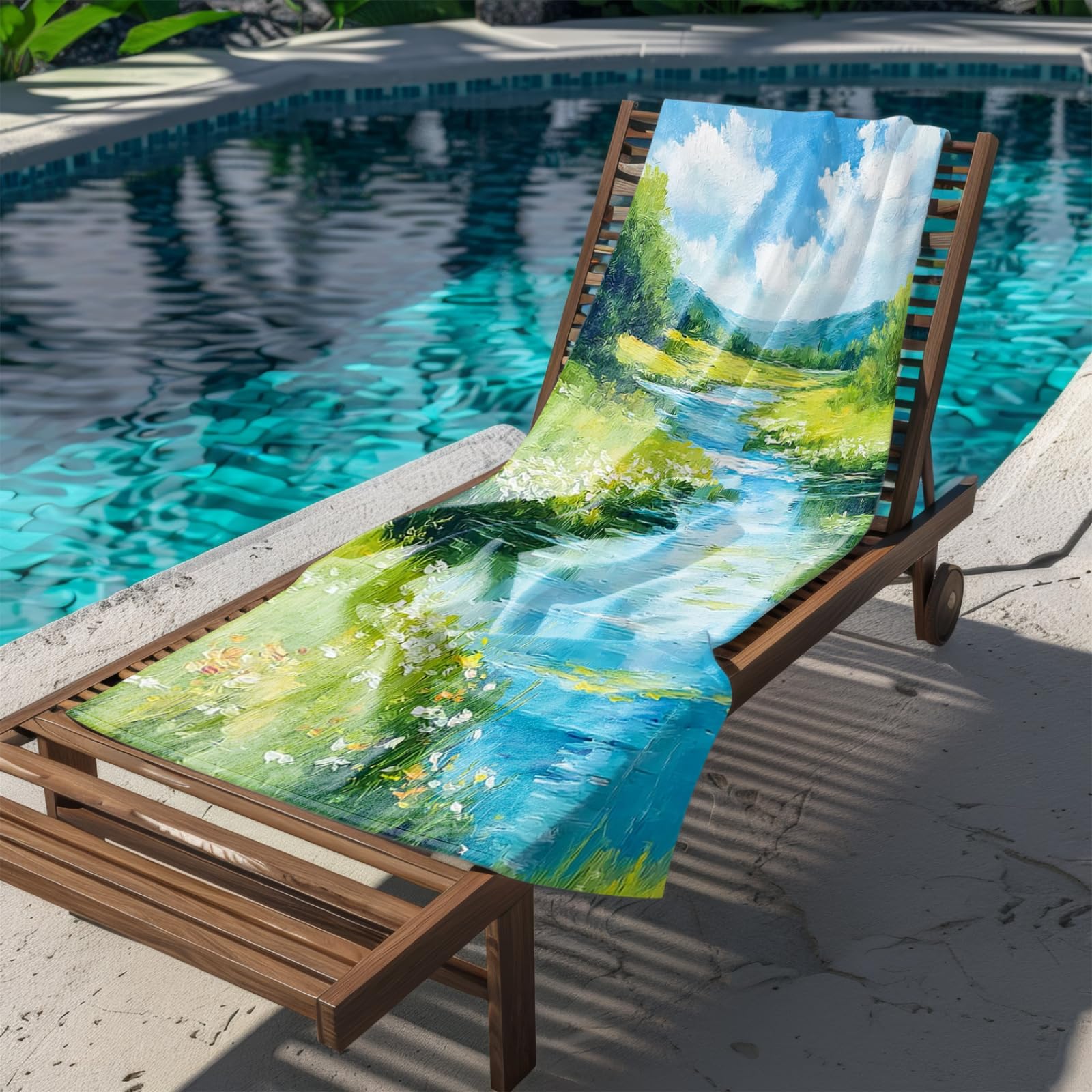 Genérico Toalla Playa Grande Cielo del Río Verde Azul Microfibra Secado Rápido Oversize Toalla Sin Arena Súper Ligera Piscina Camping Picnic Yoga Gimnasio Y Deportes Viaje