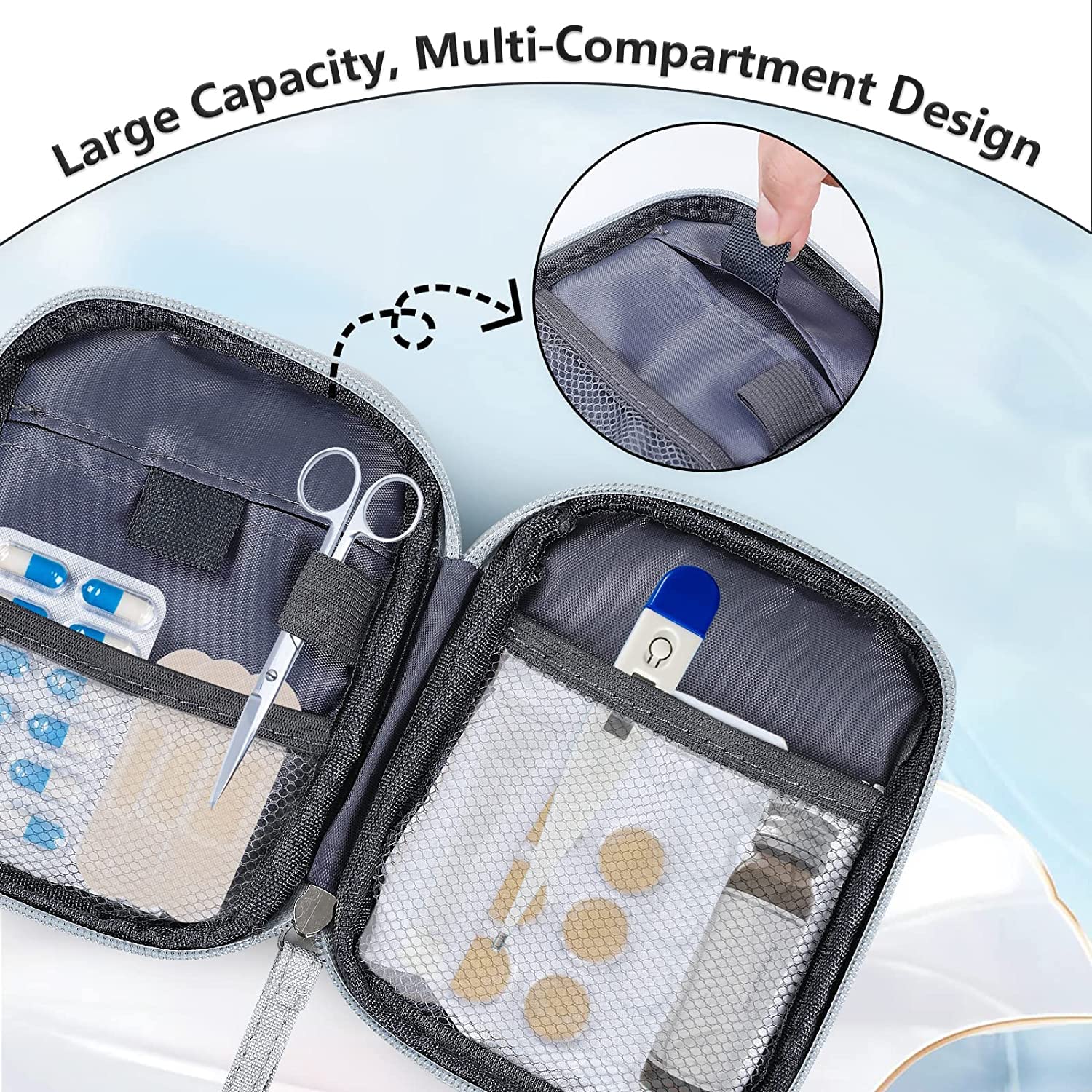 Romon Borsa Pronto Soccorso Viaggio, Impermeabile Kit di Pronto Soccorso Vuota, Alta capacità Borsa Medica Portatile Sportiva, Kit Medico Vuota per Viaggio Ufficio Casa All'aperto