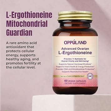 L-Ergothioneine Supplement for Women Advanced Ovarian Support with Inositol, CoQ10, Vitex, and Multivitamins Supports Fertility, Ovulation, Hormone Balance 30 Servings