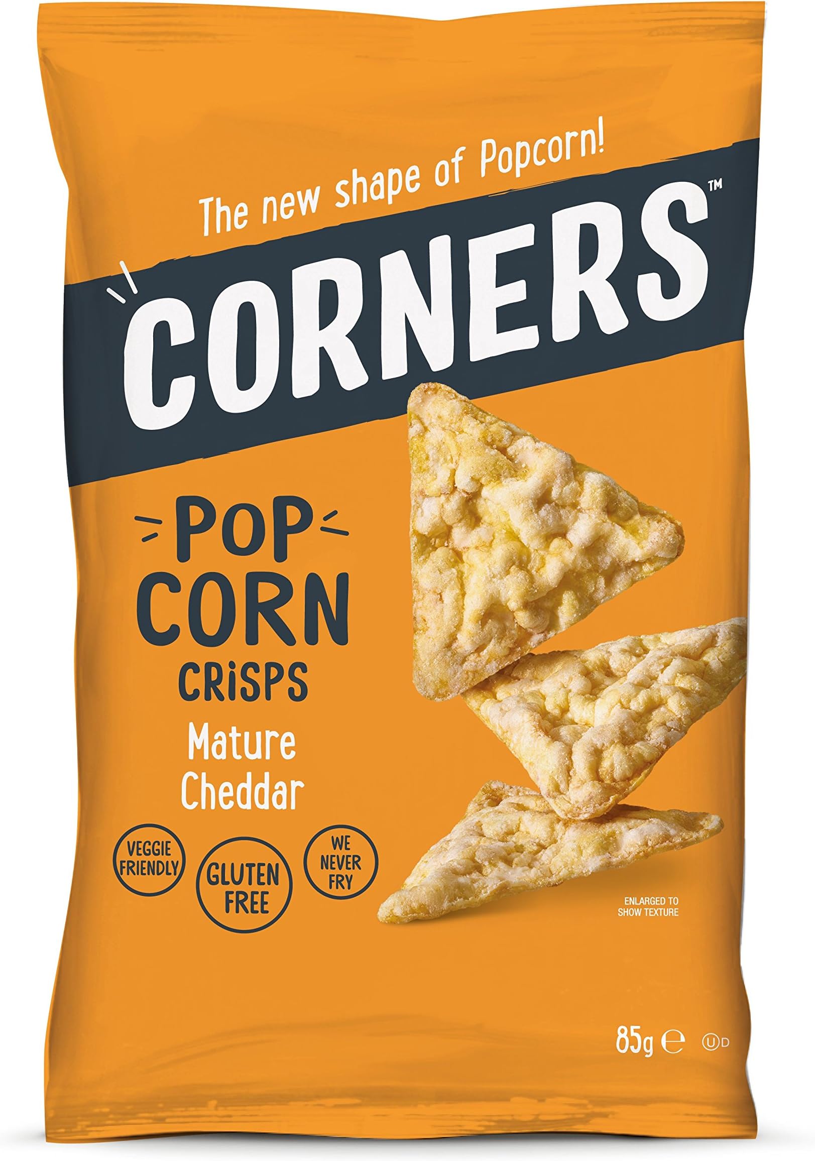 Corners Crunchy Flavoured Popcorn Crisps 85g (Pack of 8) (Mature Cheddar)
