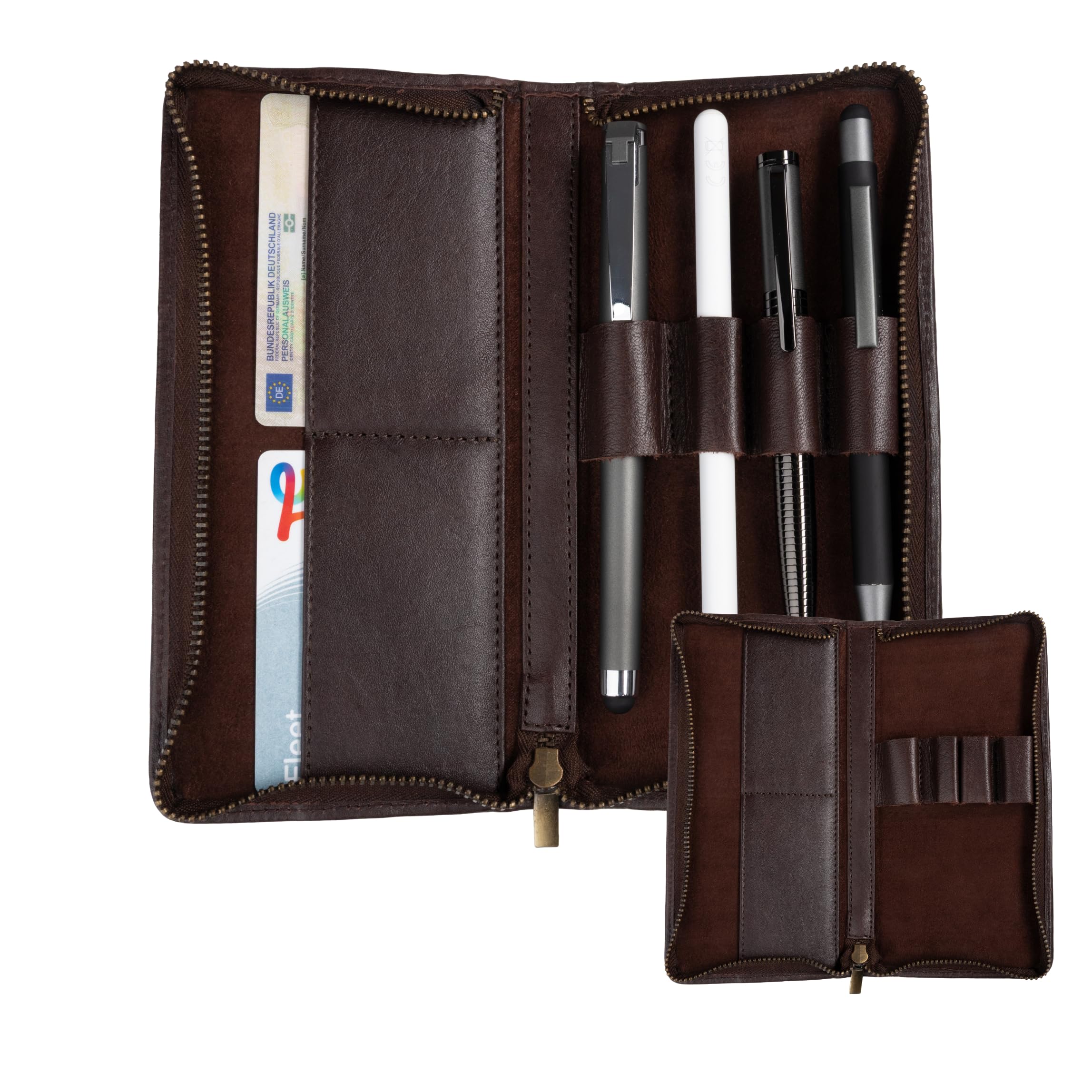 Hörner Signum - Estuche para instrumentos de escritura, marrón, L, Cuero