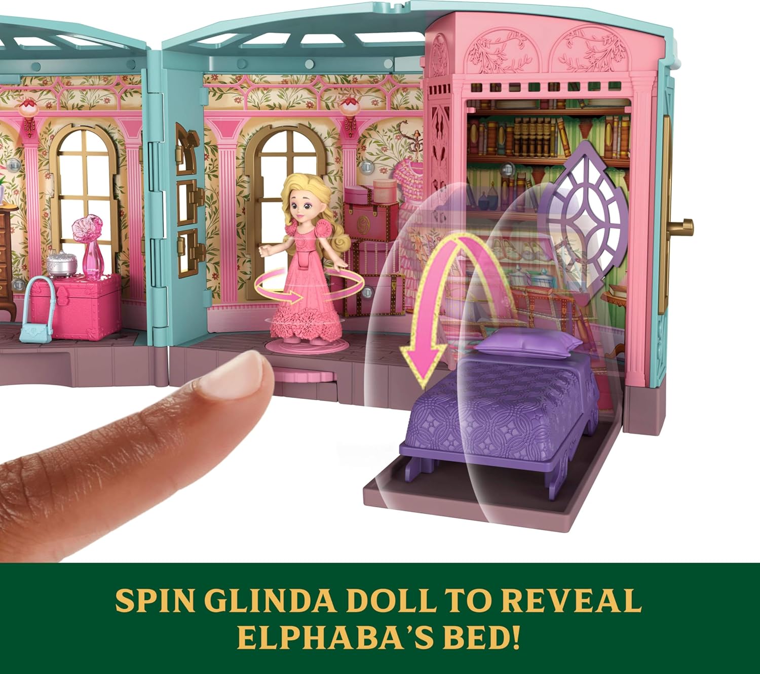 Mattel Universal Pictures’ Wicked So Popular Dorm Small Doll Playset with 3 Play Spaces & 9 Accessories, Inspired by the Movie