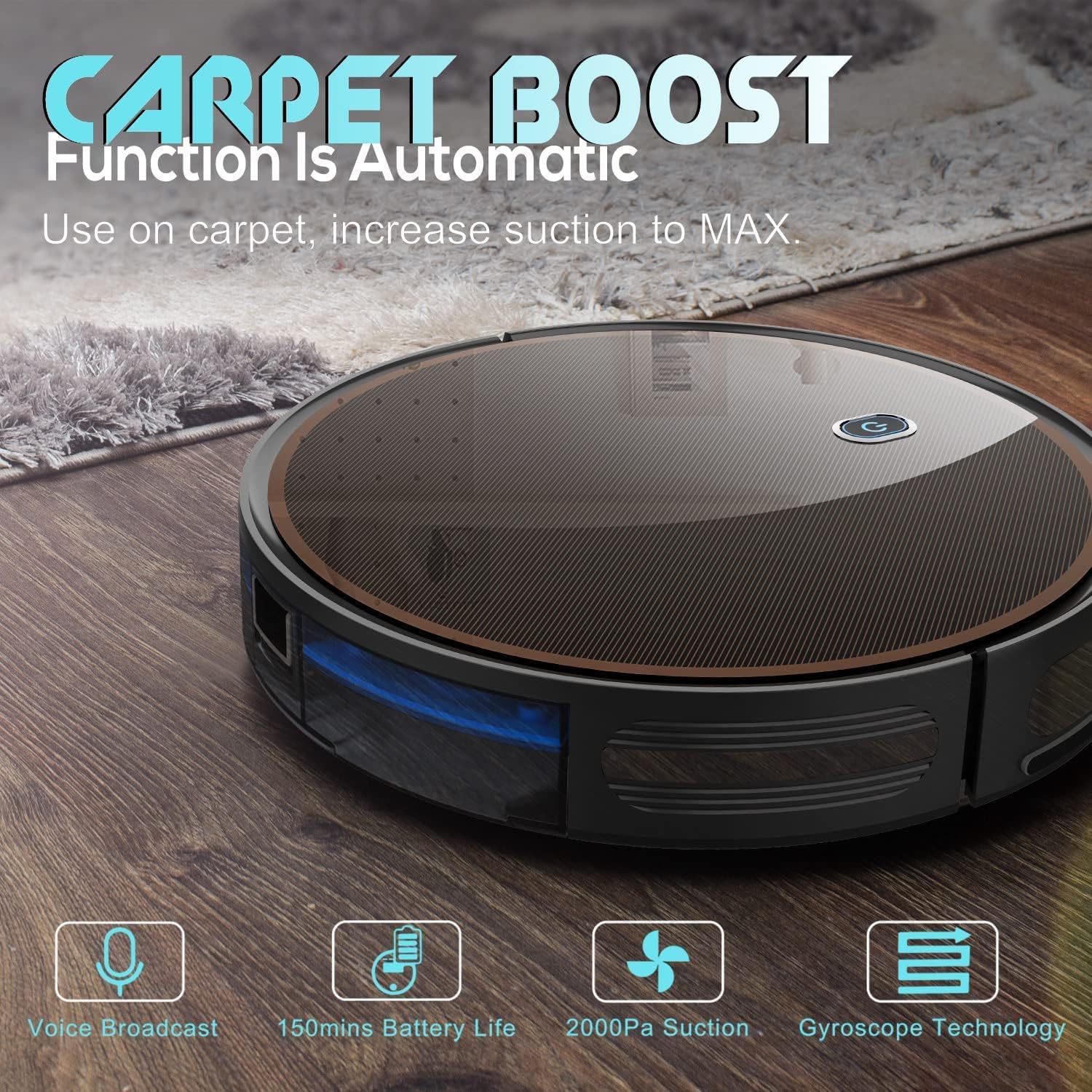 Buy ZCWA Robot Vacuum, 2100Pa Upgrade Robotic Vacuum Cleaner with
