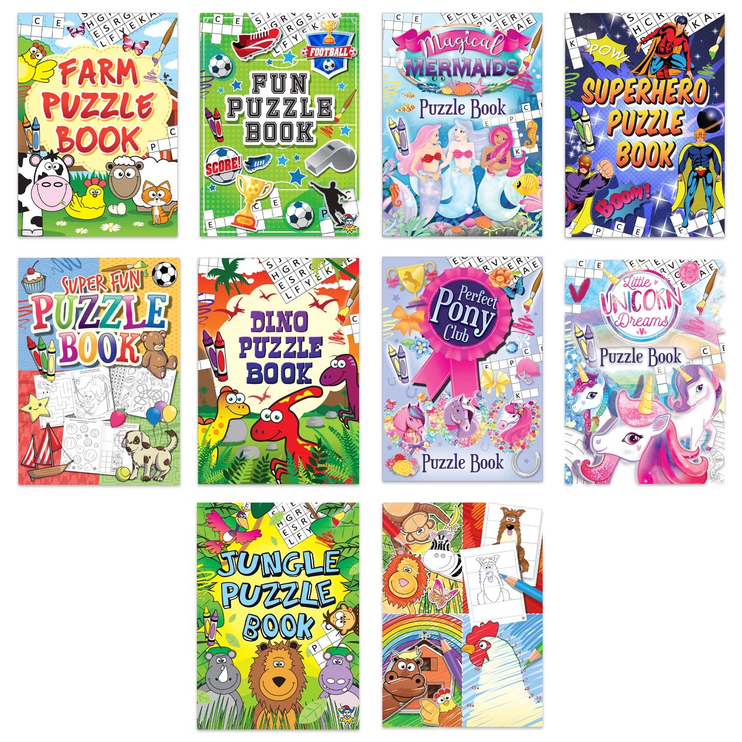 10 X A6 Puzzle Activity Books Boys Girls Party Bag Fillers Party Favours Perfect For Kids Party Supplies For Any Occasion