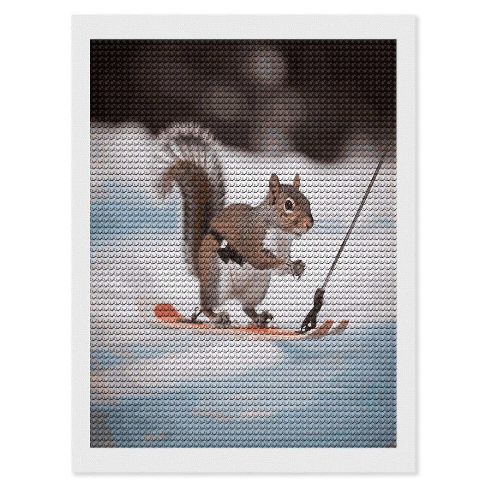 FekiLoot Skiing Squirrel Diamond Painting Kits for Beginners DIY Diamond Art Kits for Adults Full Drill Round Diamond Dot Gem Art Painting Fun DIY Crafts for Home Kitchen Wall Decor Gift 12"x16"