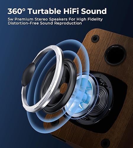 Miniatura 3 de Vangoa Tocadiscos con altavoces externos, tocadiscos de transmisión por correa para discos de vinilo, altavoces estéreo duales, reproductores LP,