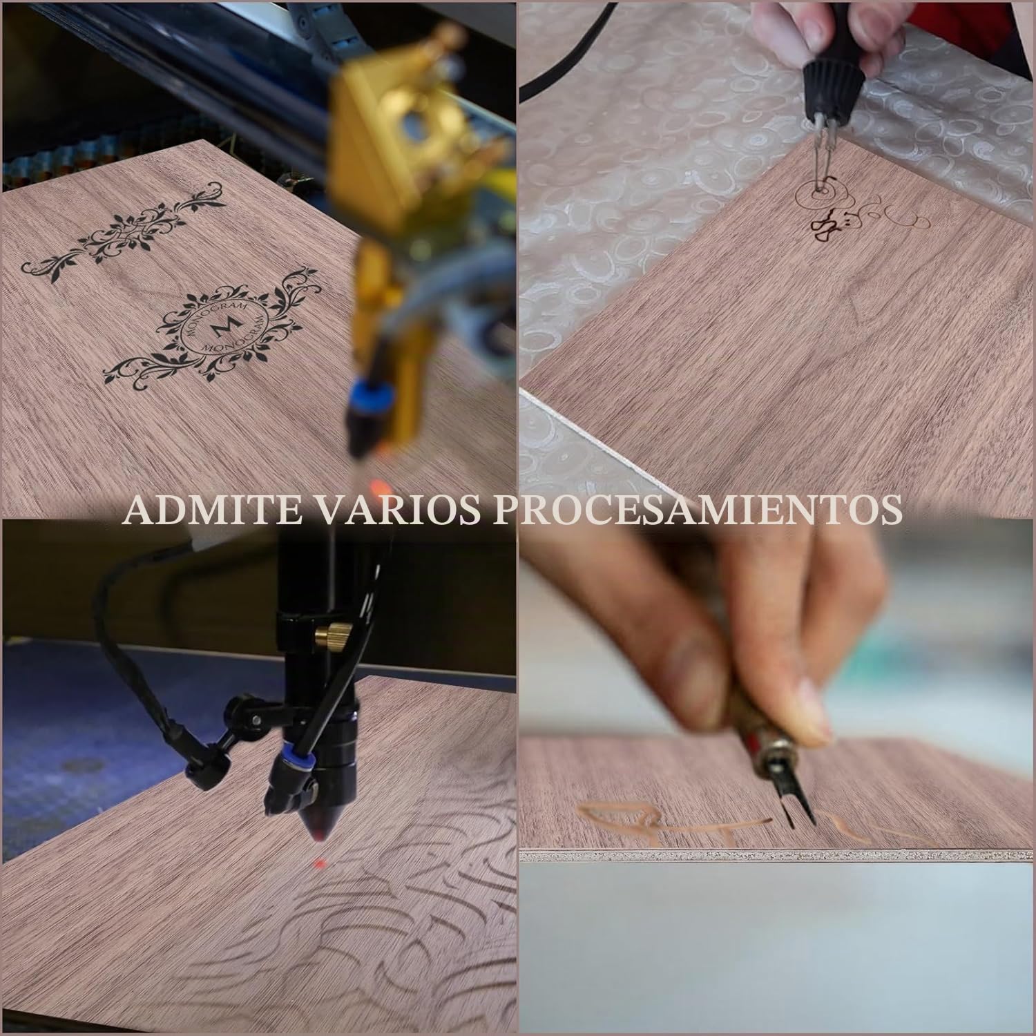 Placa de madera contrachapada de 3 mm, 300 x 300 mm, 6 unidades, madera de nogal, corte a medida, sin tratar para bricolaje, modelismo, grabado láser, grabado láser, madera, pintura CNC