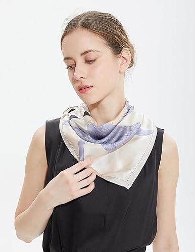 Miniatura 4 de Bufanda MEISEE 100% pura de seda morera 68x68cm, bufanda cuadrada, bufanda para la cabeza, bufanda para el cuello, bufanda para mujer con paquete de