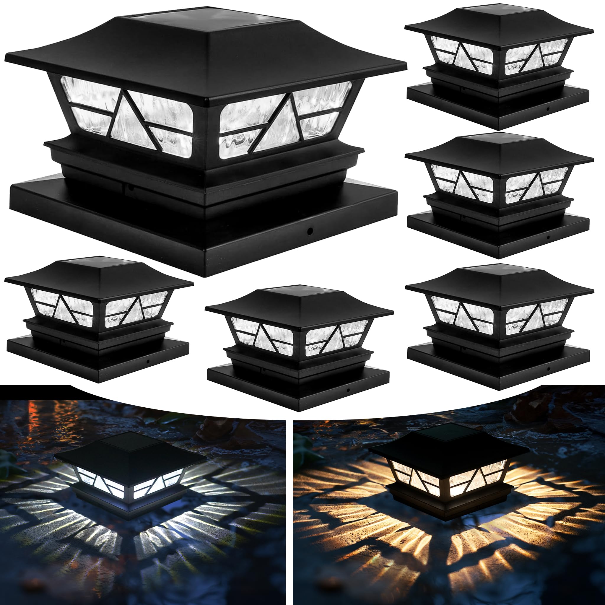TWINSLUXES Luces Solares Para Postes Al Aire Libre, 2 Modos, Impermeables, LED, Para Valla Solar, Para Postes De 3.5 X 3.5 Pulgadas, 4 X 4, 5 X 5 Y 6