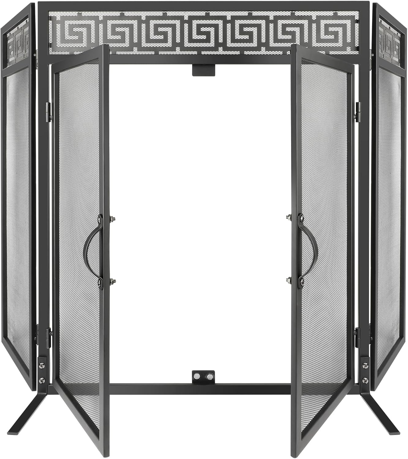 3-Panels Fireplace Screens with Door?Nouetele 3 Panel Fireplace Doors with Screen Heavy-Duty Fireplace Spark Protector Deco Fireplace Guard Screen Heat-Resistant Baby Proof Fireplace Fence