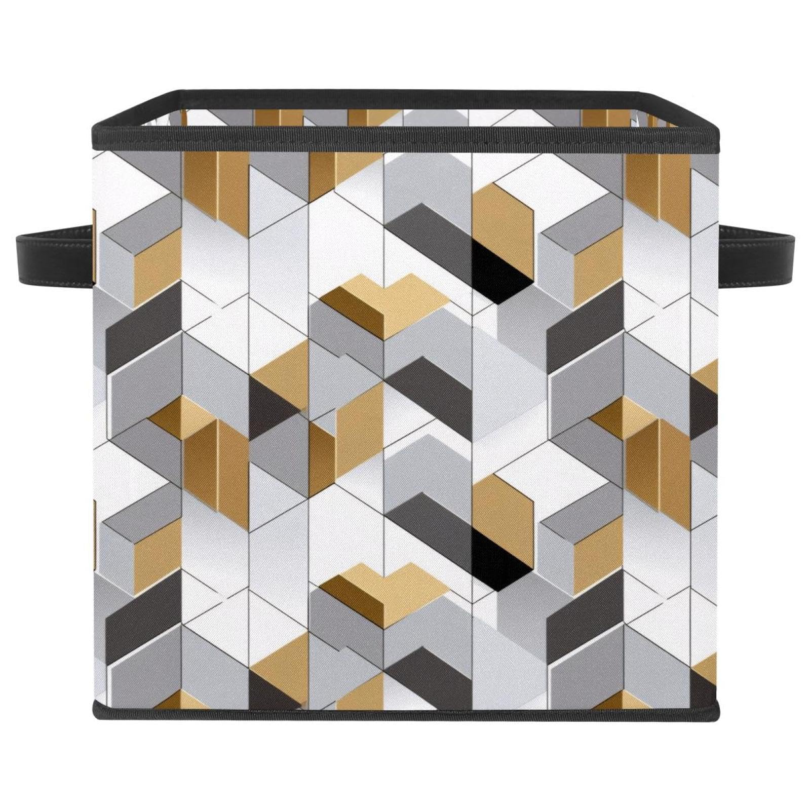 Grande boîte de rangement pliable cube motif géométrique chic