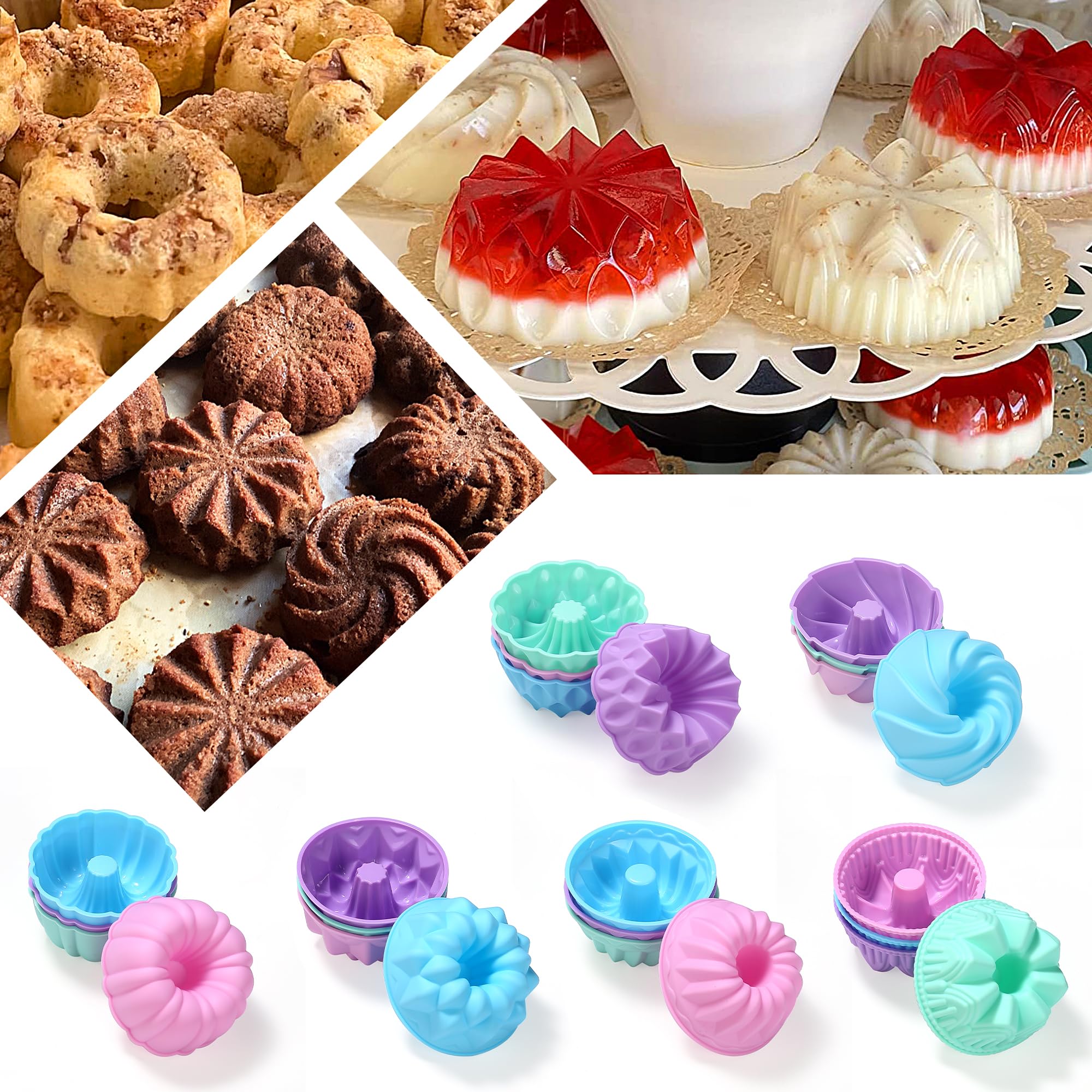To encounter 24Pack Silicone Molds, Nonstick 3 inches Silicone Donut Mold, Silicone Baking Cups, Silicone Donut Pan, Muffin, Jello, Bagel Pan, Oven- Microwave- Dishwasher Safe