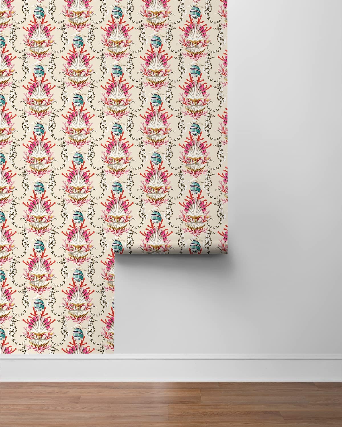 Surface Style Harrison Howard Coastal Toile Peel and Stick Wallpaper, Self Adhesive, Vinyl, 30.75 Sq Ft Coverage (Mariner's Song Collection, Aquarium)