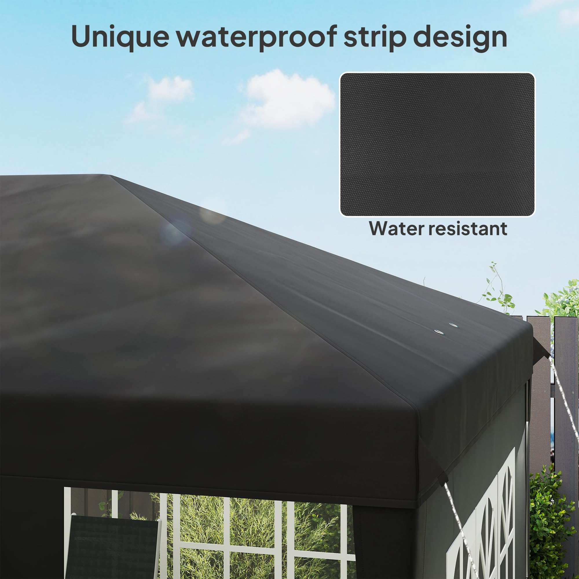 Outsunny Gazebo Pop-up 3x6m Altura Ajustable Paredes Laterales Negro