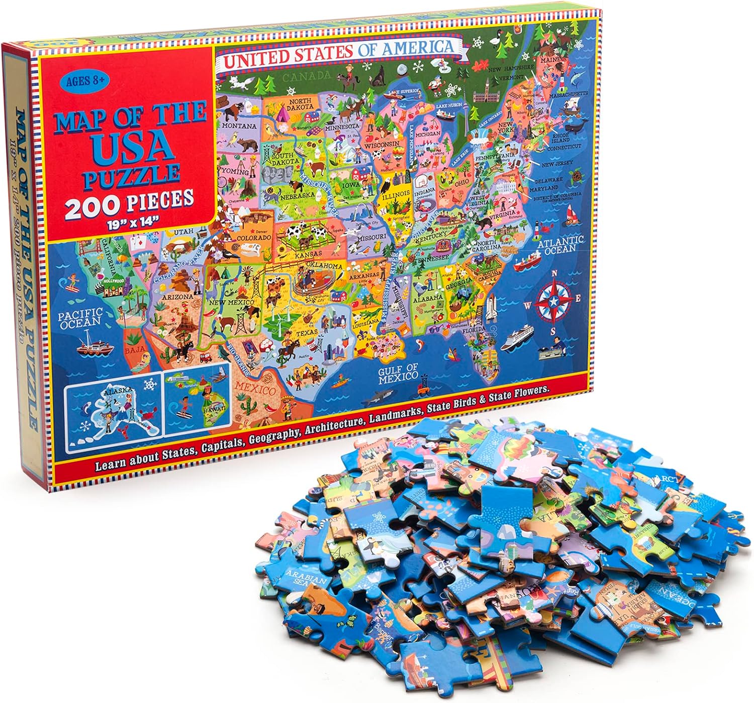 200 Pieces World Map Puzzle for Kids & Adults, World Map Jigsaw Puzzle Floor Puzzles Toddler Geography Educational Toys for Boys and Girls, Globe Atlas Puzzle Maps for Kids Learning Games